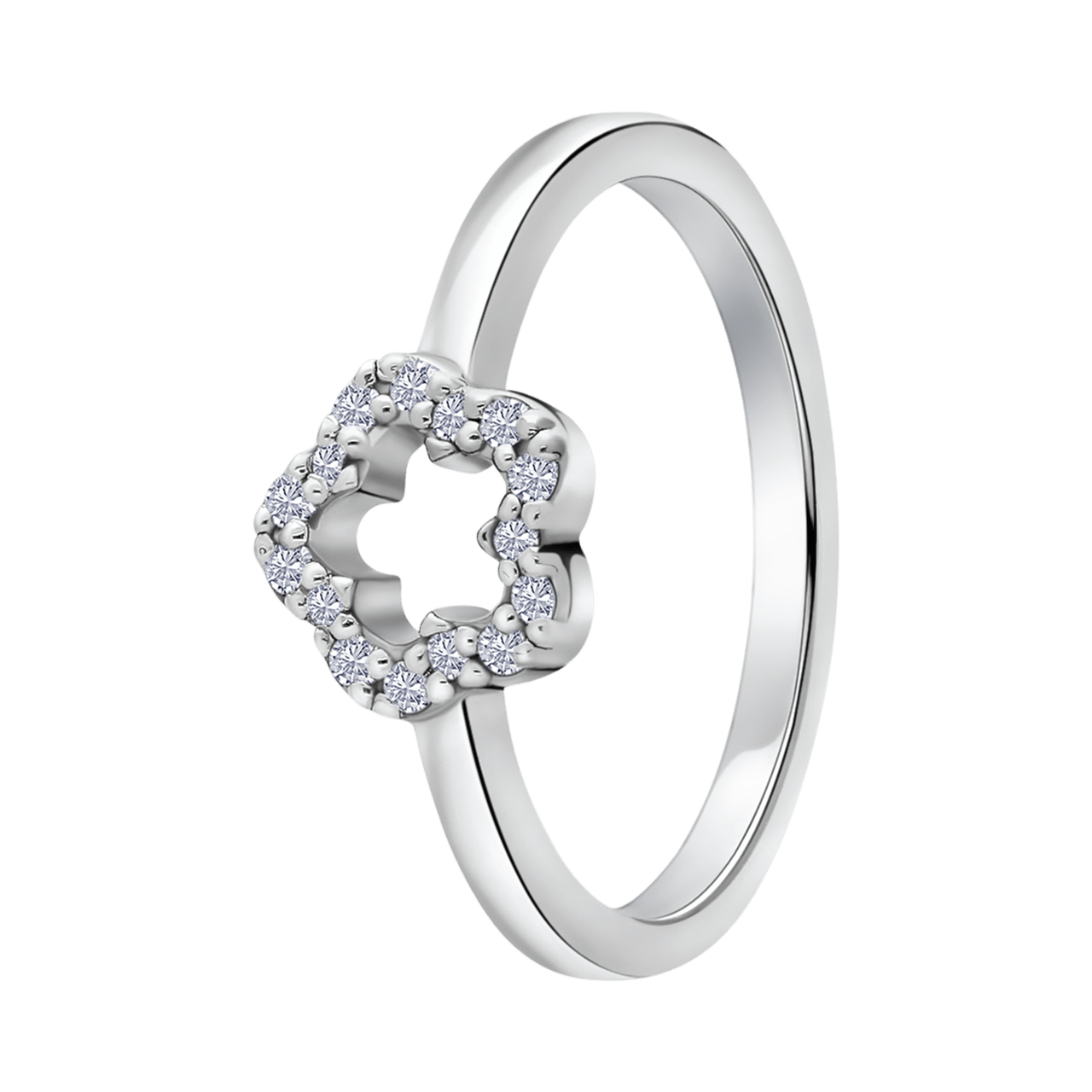 Silberner Ring Blüte Zirkonia