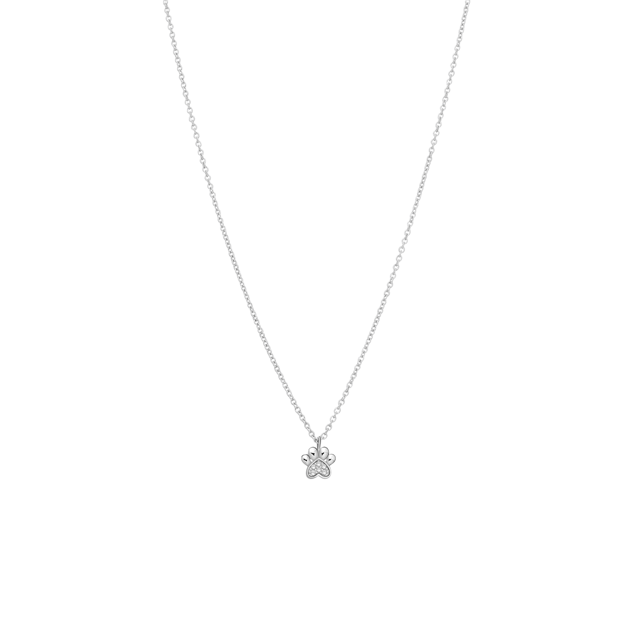 Zilveren ketting met hanger hondenpoot zirkonia