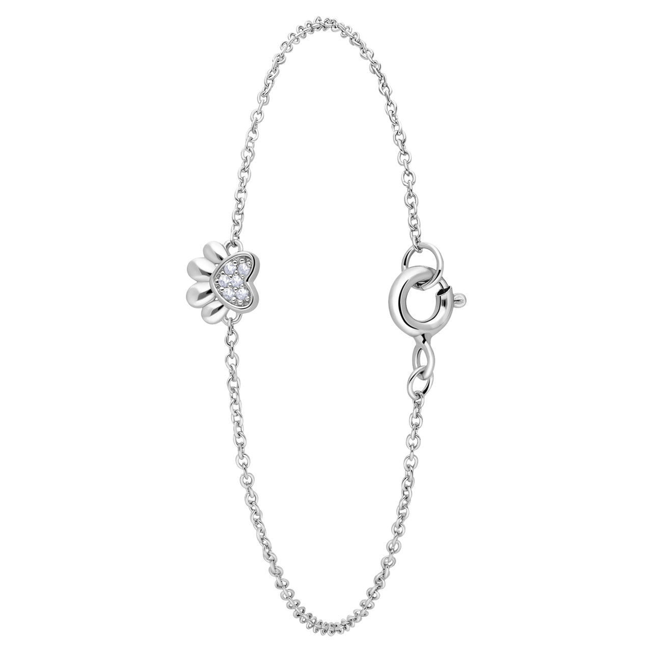 Zilveren armband hondenpoot zirkonia