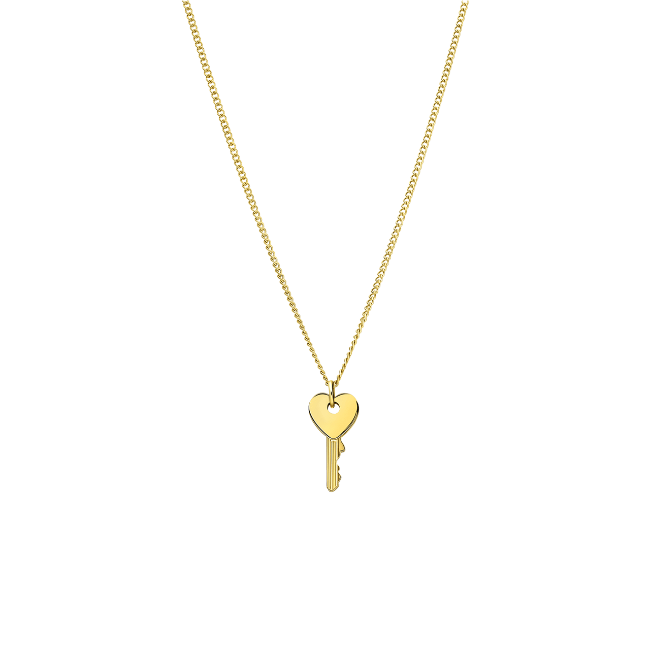 Stalen goldplated ketting met hanger sleutel
