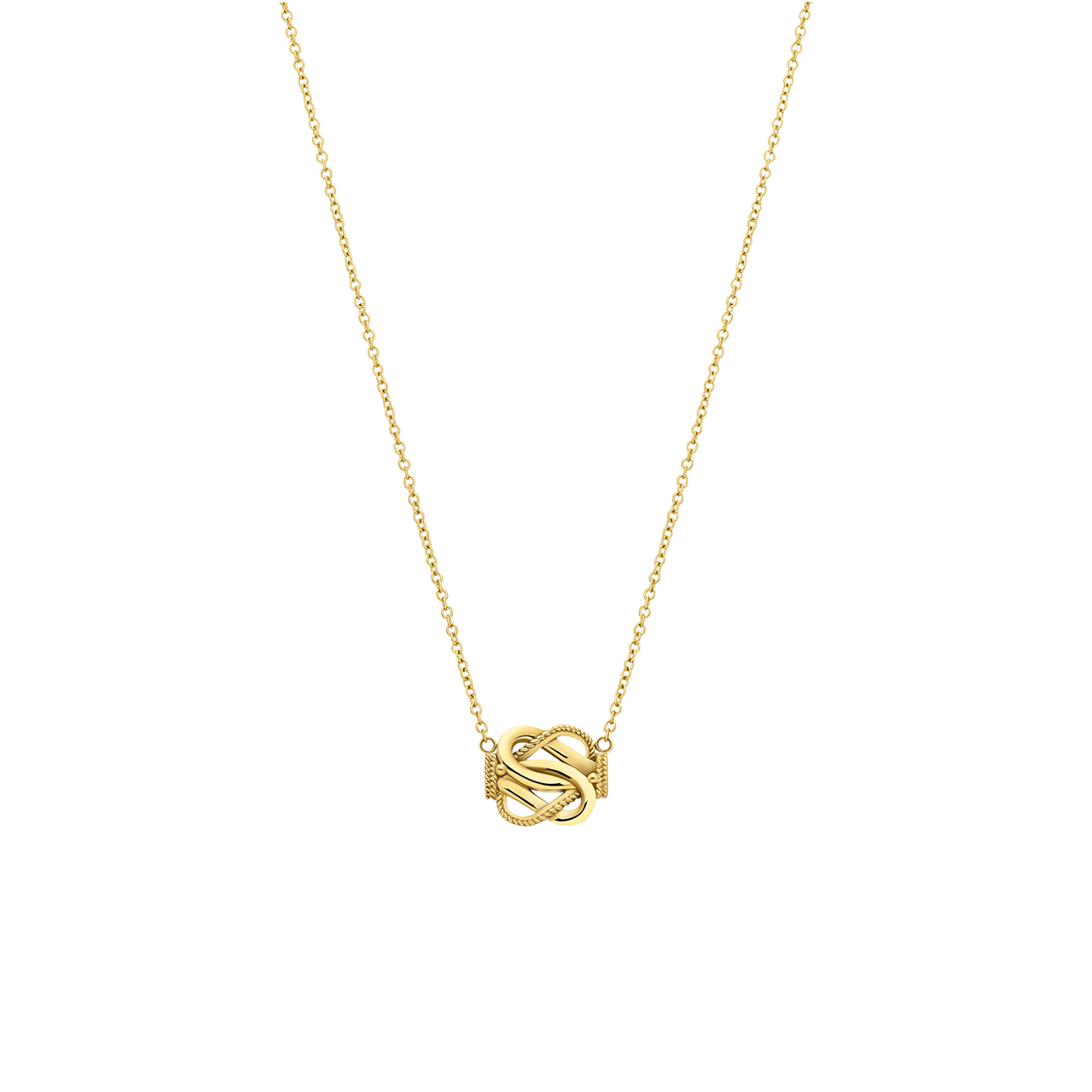 Goldplattierte Halskette aus recyceltem Edelstahl mit Teppichklopfer-Design