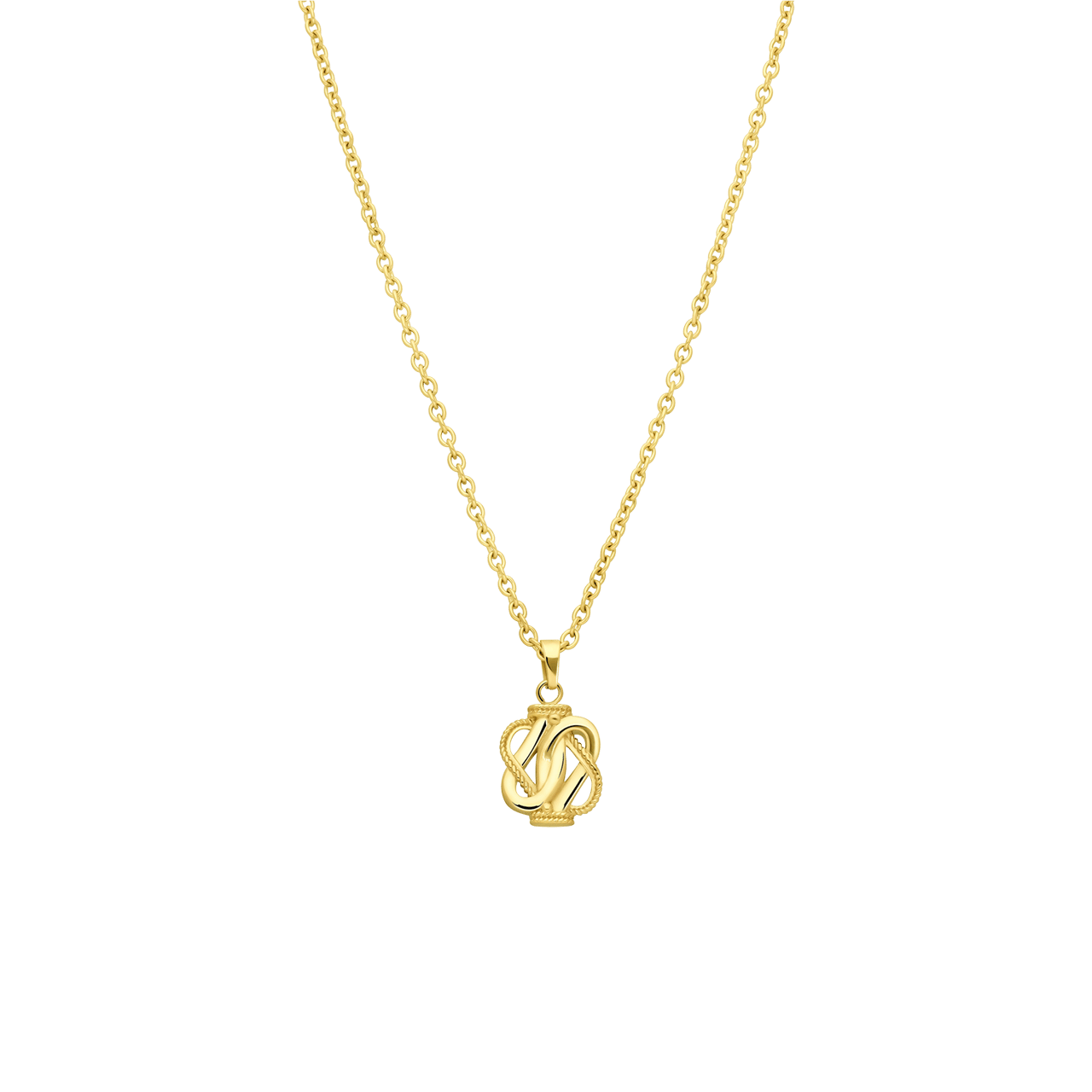 Goldplattierte Halskette aus recyceltem Edelstahl mit Teppichklopfer-Design