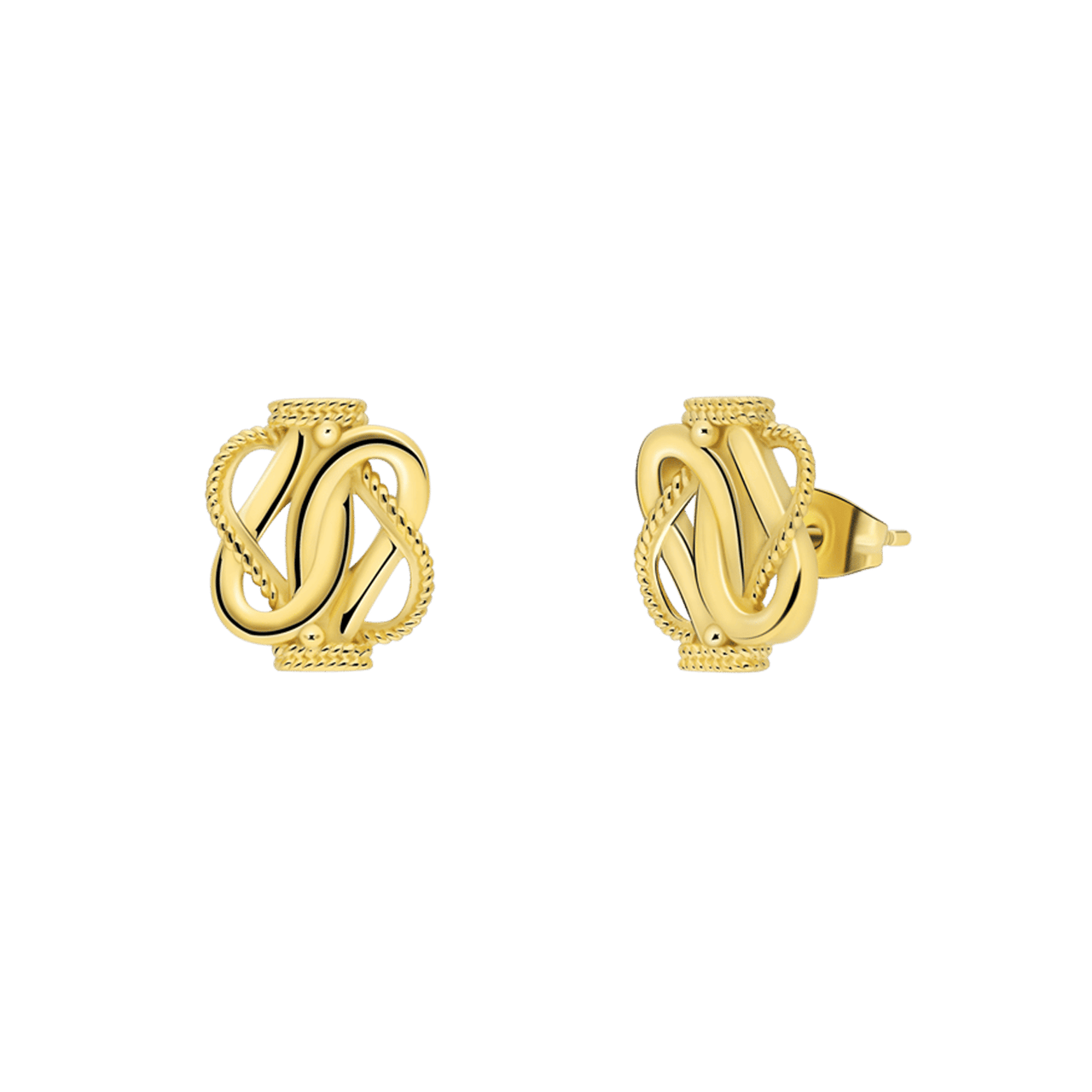 Stalen goldplated oorknoppen surinaamse mattenklopper voor dames