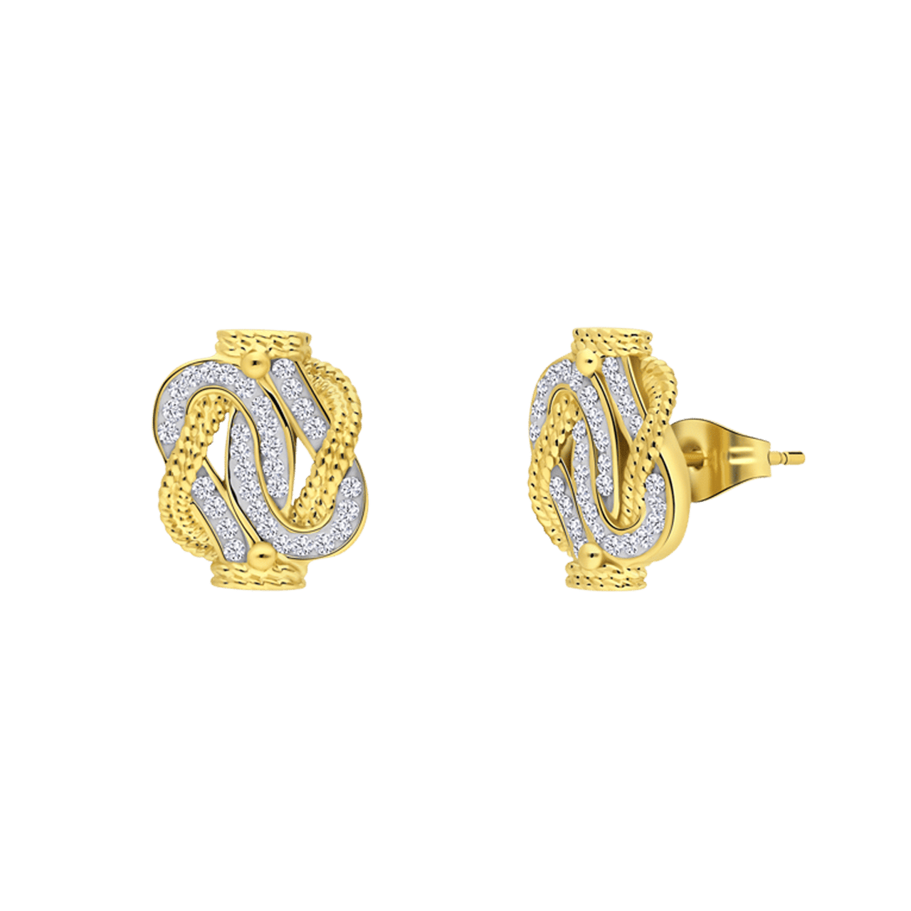 Gerecycled stainless steel goldplated oorknoppen mattenklopper kristal