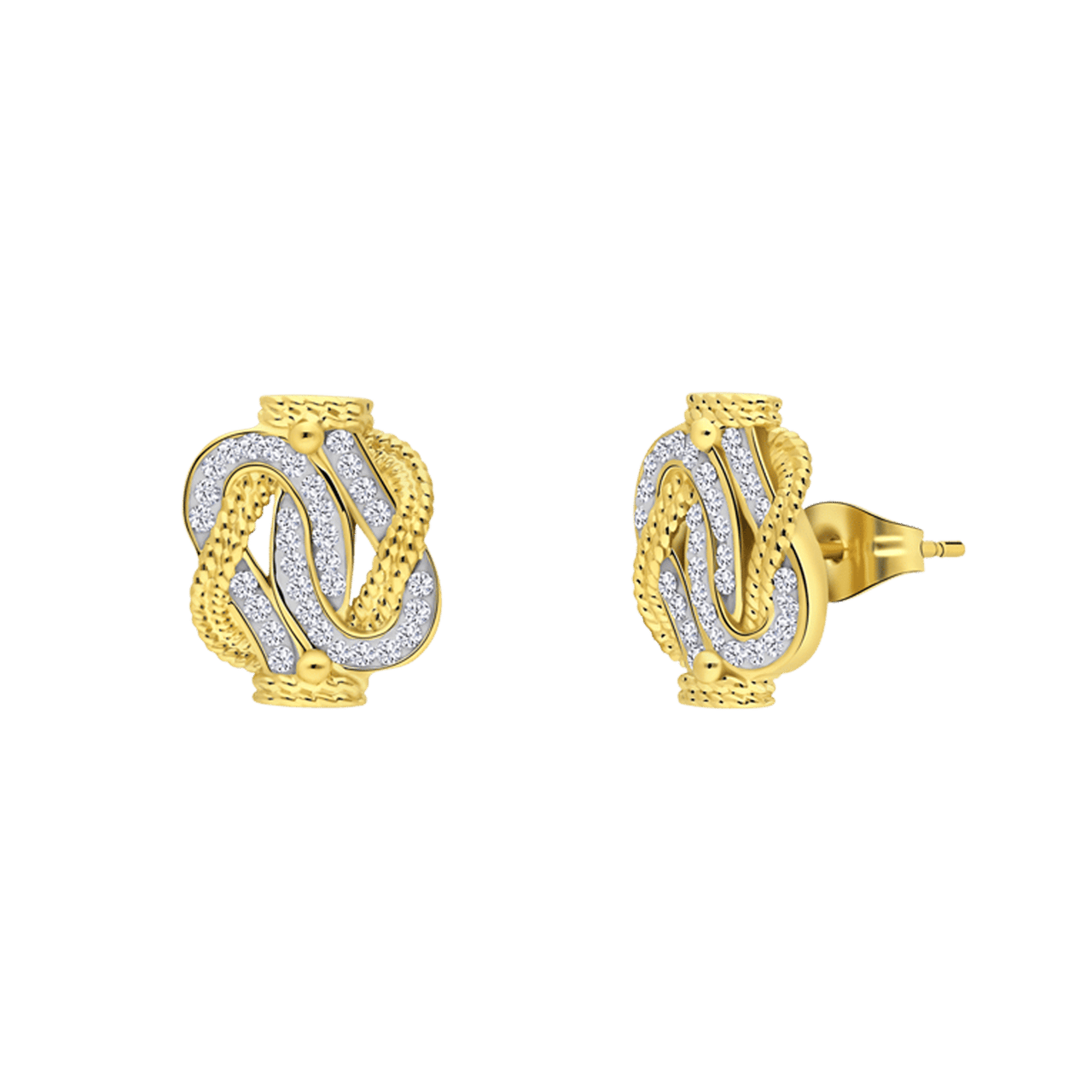 Stalen goldplated oorknoppen surinaamse mattenklopper met kristal voor dames