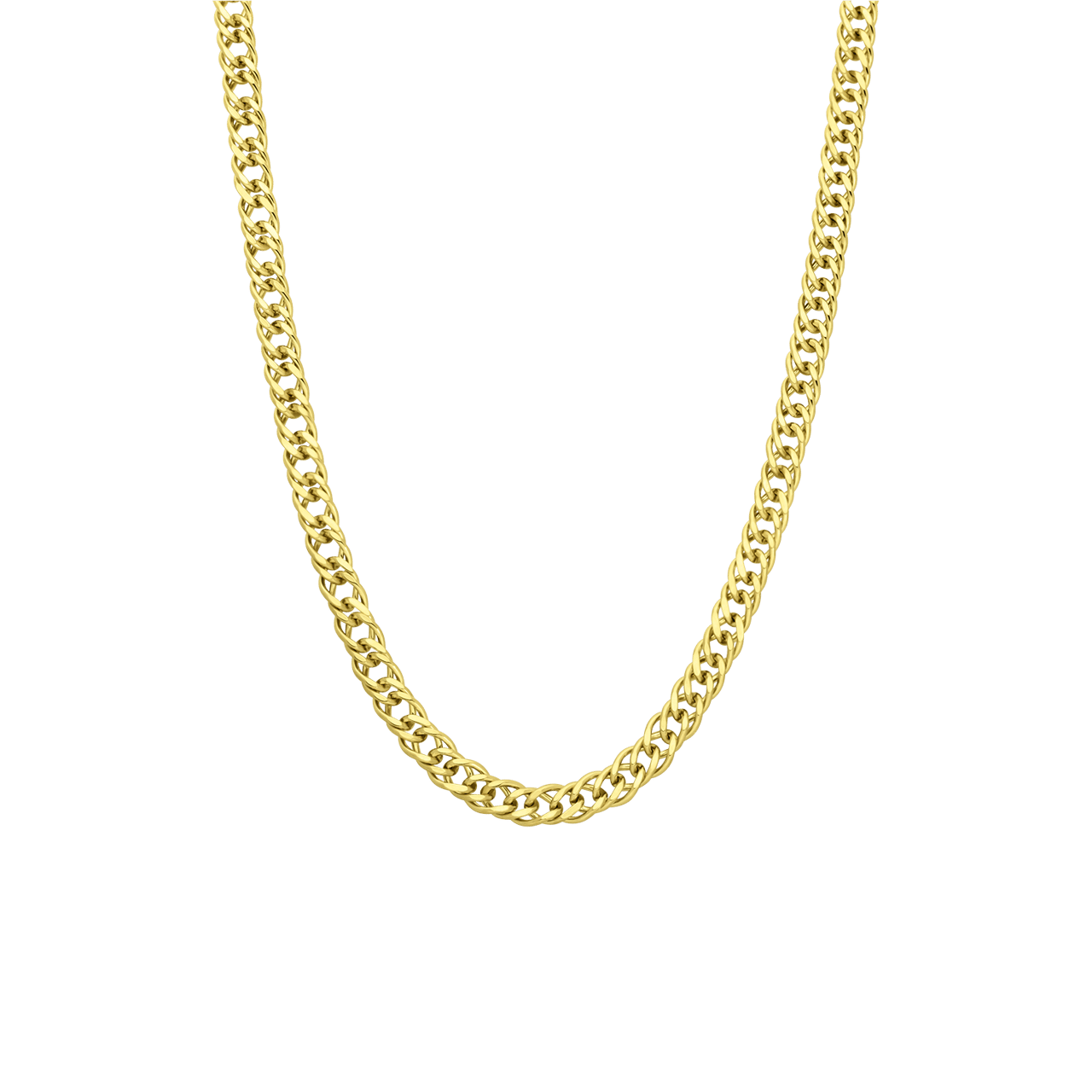 Gerecycled zilveren goldplated ketting dubbele gourmet schakel