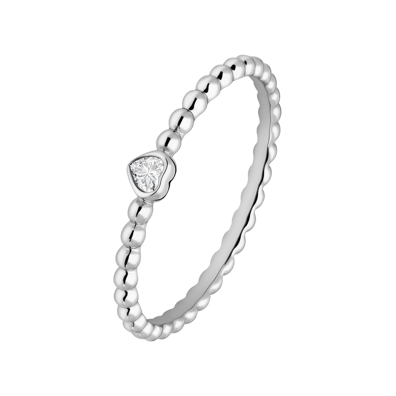 Silberner Ring Kugel mit Herz Zirkonia