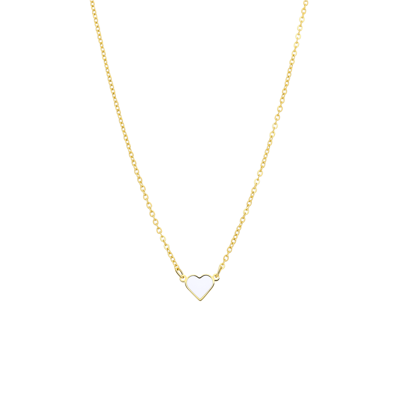 Stalen goldplated kinderketting met hanger hart met emaille