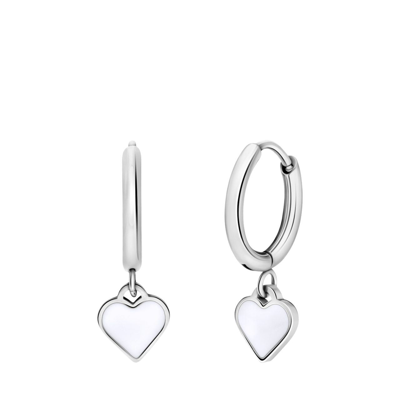 Little Miss Fabulous stainless steel oorringen met hart emaille wit