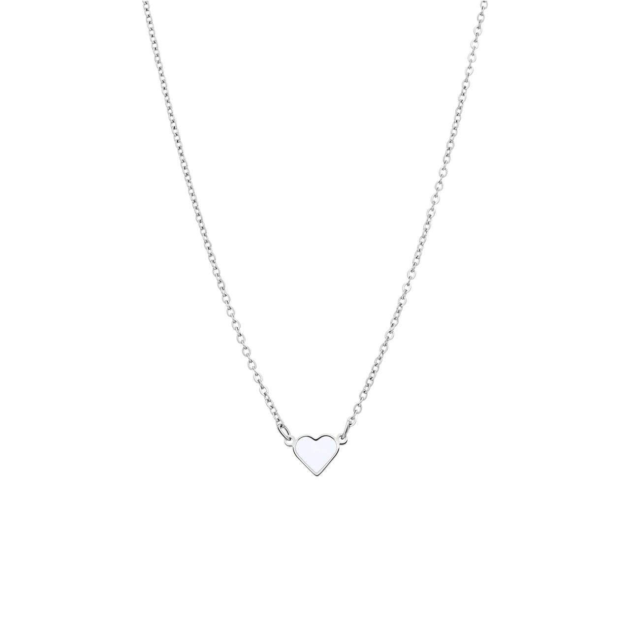 Stainless steel ketting met hart emaille wit
