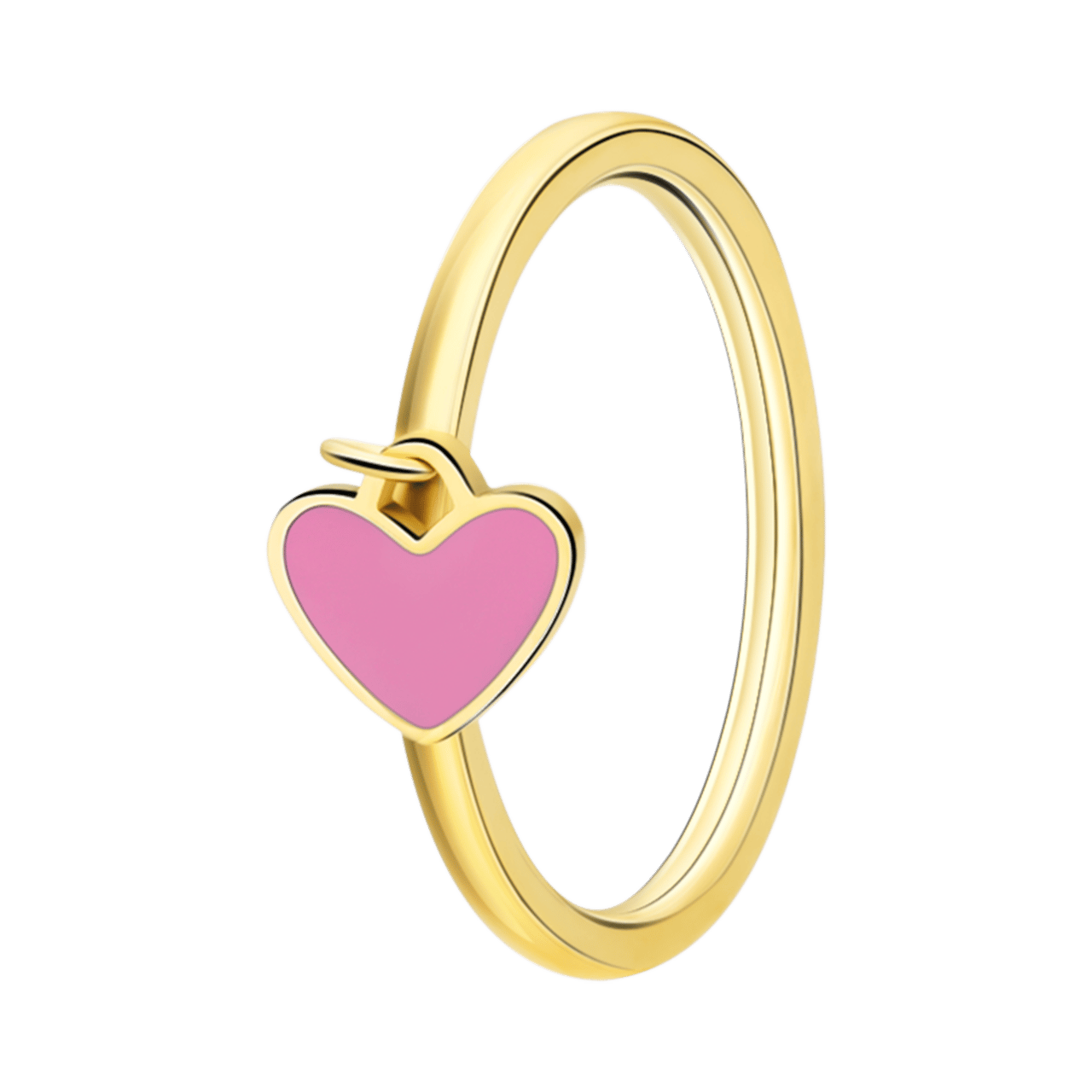 Stainless steel goldplated ring met hart emaille lichtroze