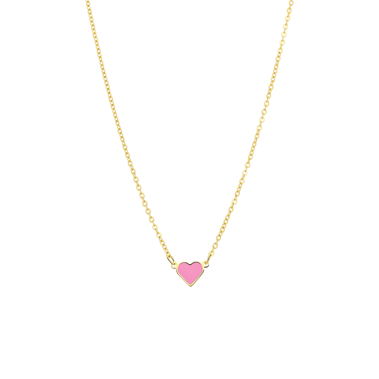 Little Miss Fabulous stainless steel goldplated ketting met hart emaille lichtroze