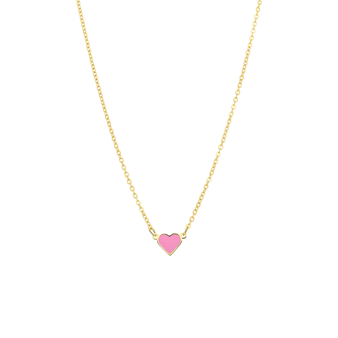 Little Miss Fabulous stalen goldplated ketting met hart emaille lichtroze