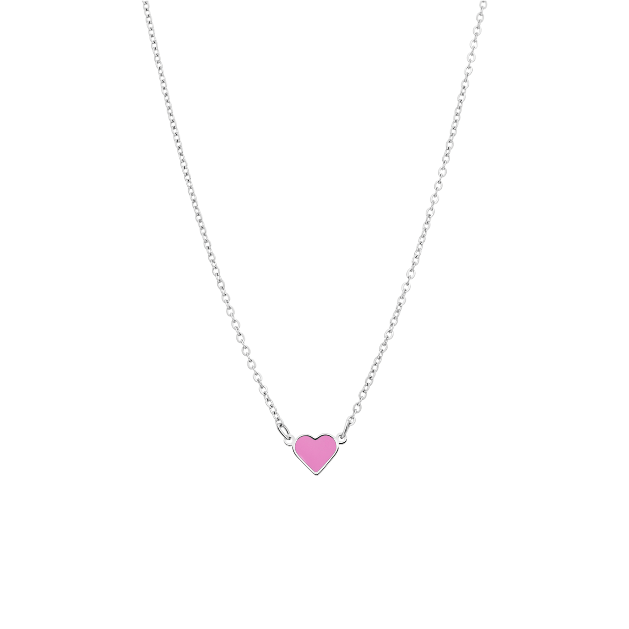 Stalen ketting met hart emaille lichtroze