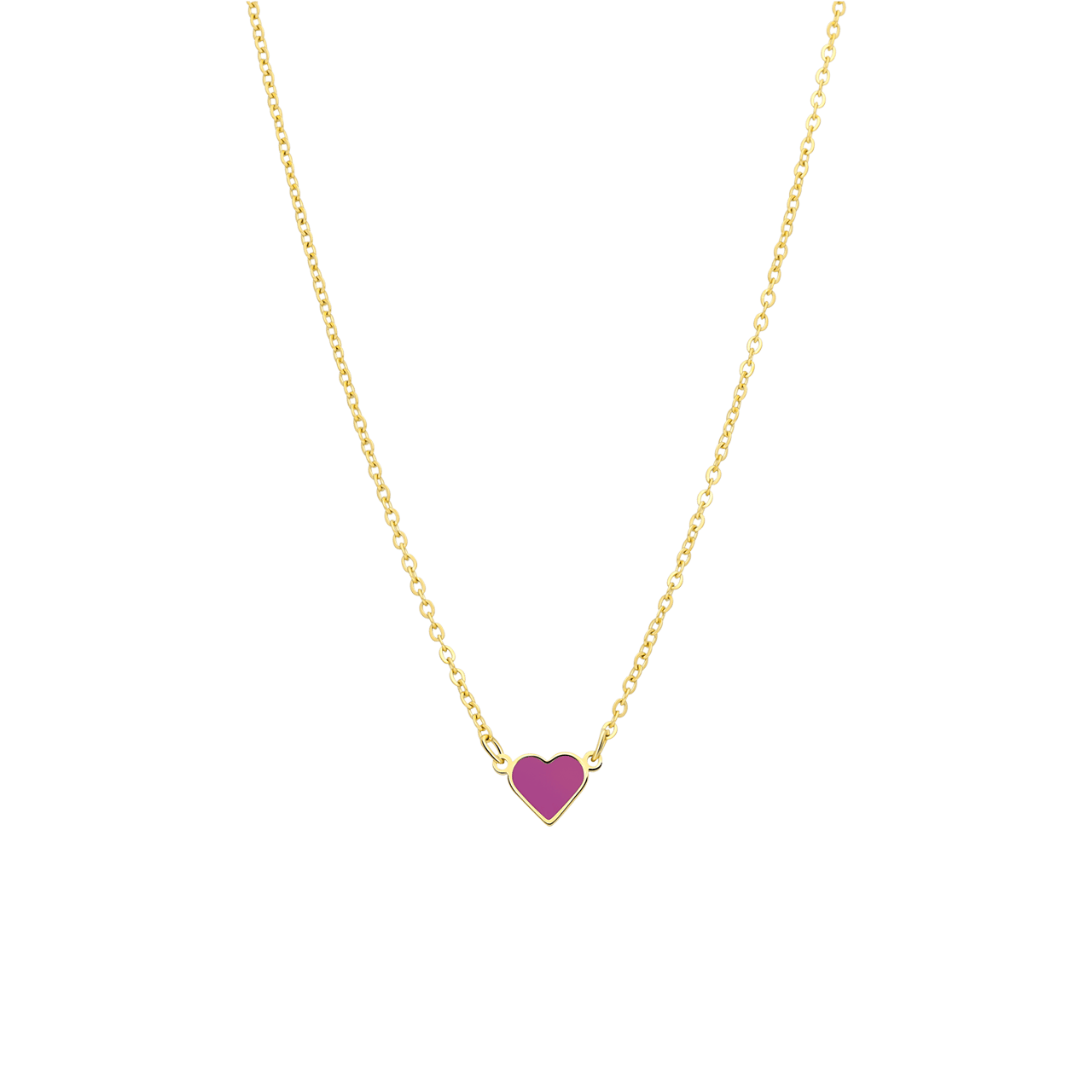 Little Miss Fabulous stalen goldplated ketting met hart emaille fuchsia