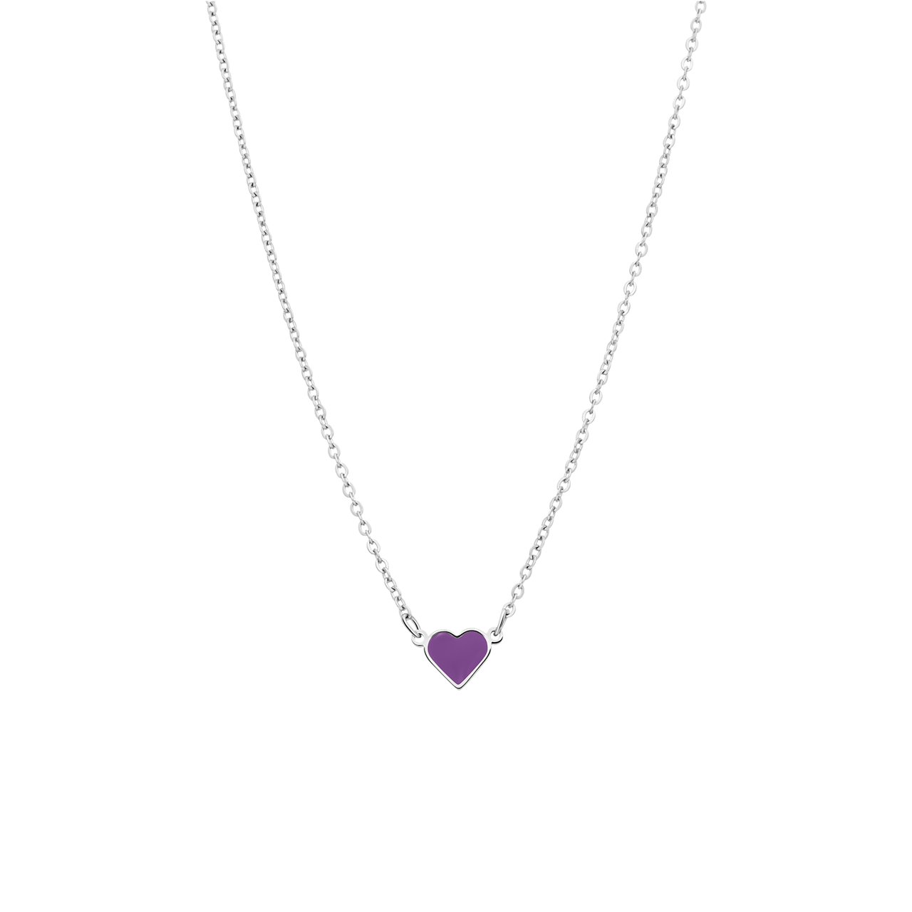 Stalen ketting met hart emaille violet