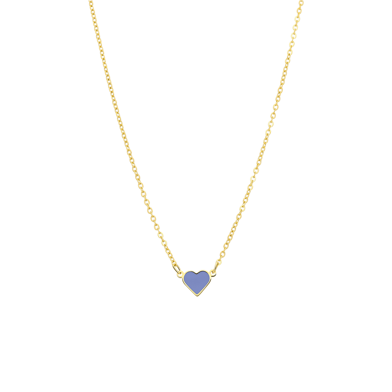 Stainless steel goldplated ketting met hart emaille lichtblauw