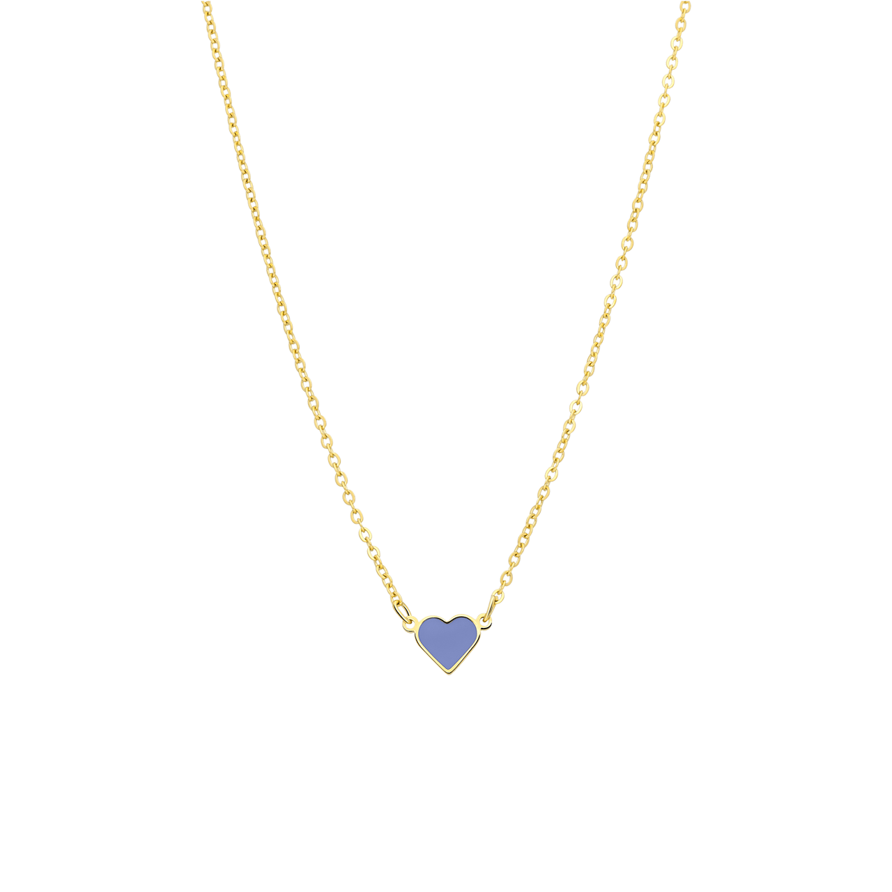 Stalen goldplated ketting met hart emaille lichtblauw