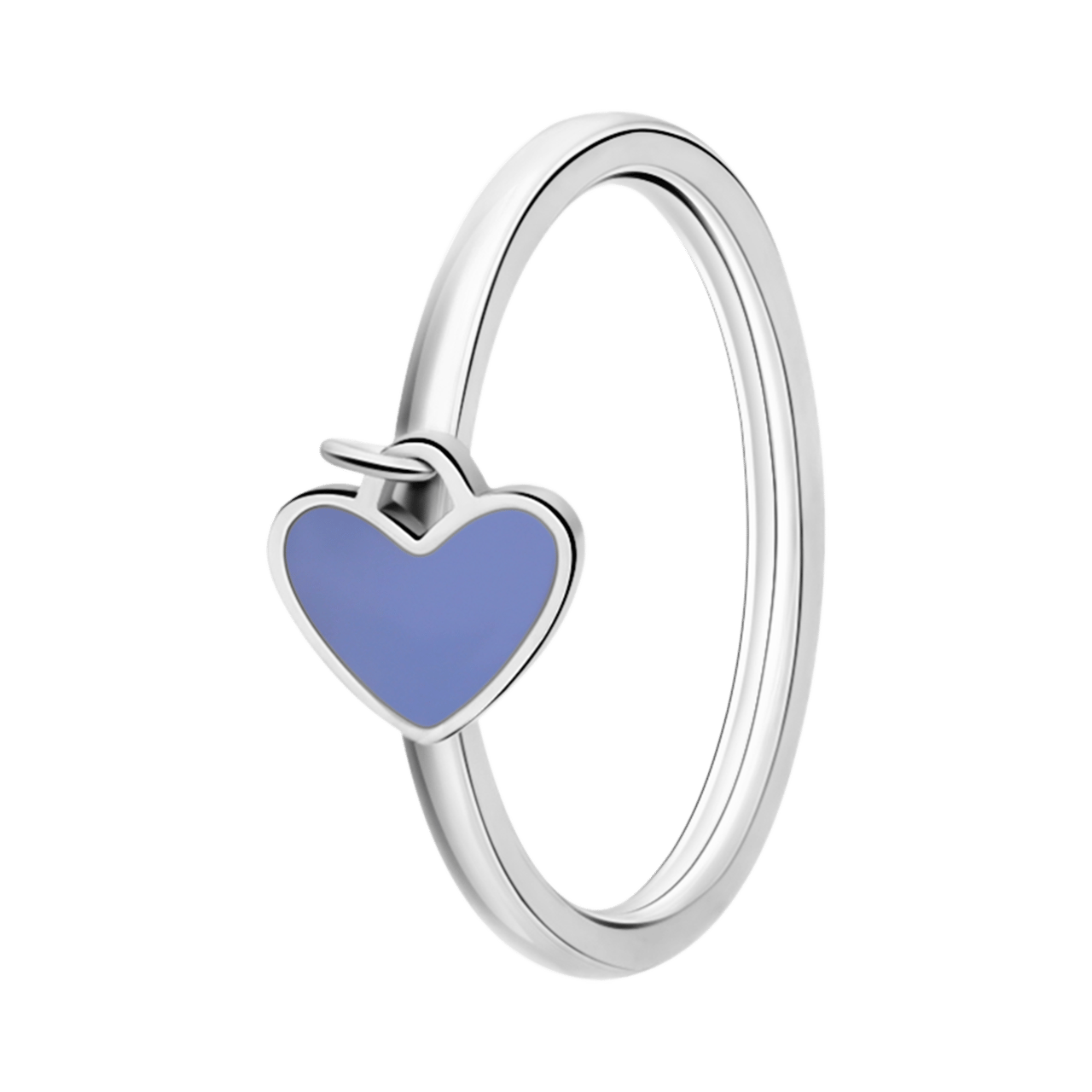 Stainless steel ring met hart emaille lichtblauw