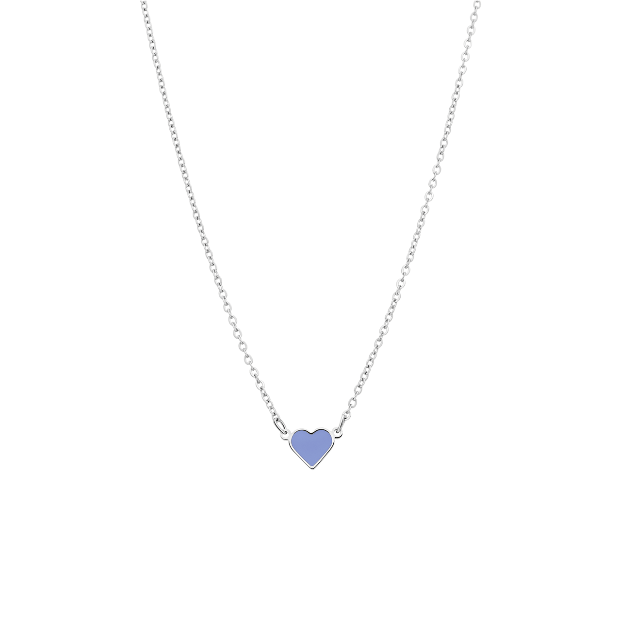 Stalen ketting met hart emaille lichtblauw