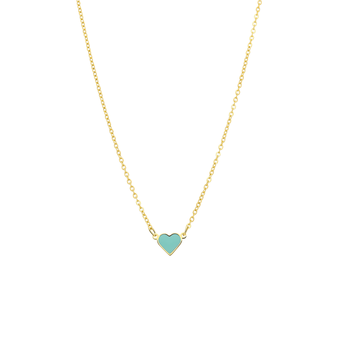 Stainless steel goldplated ketting met hart emaille mint