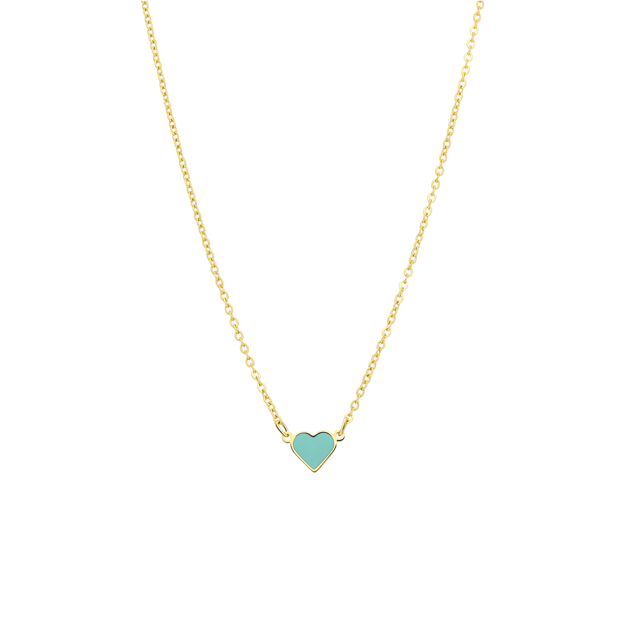 Stalen goldplated ketting met hart emaille mint