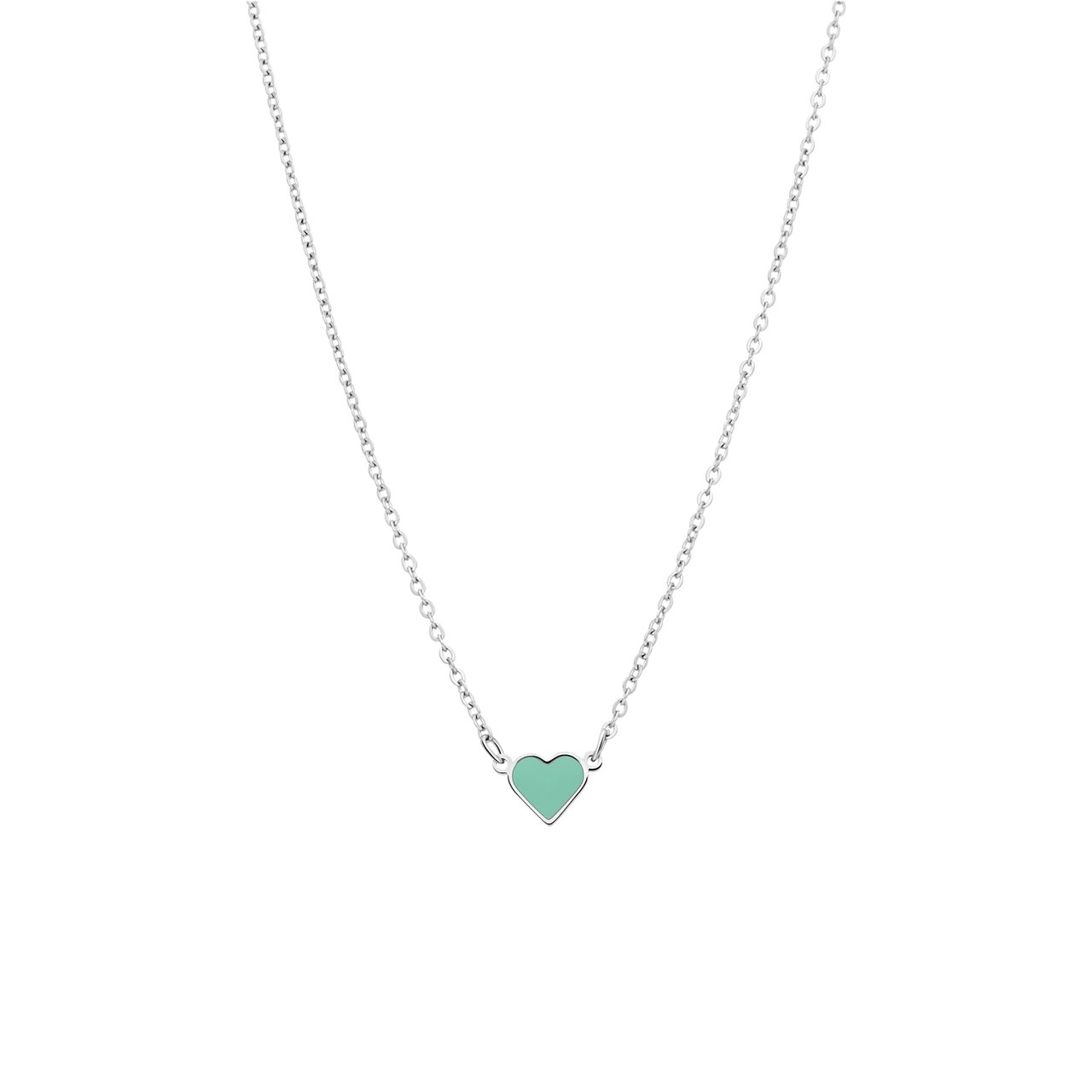 Stainless steel ketting met hart emaille mint