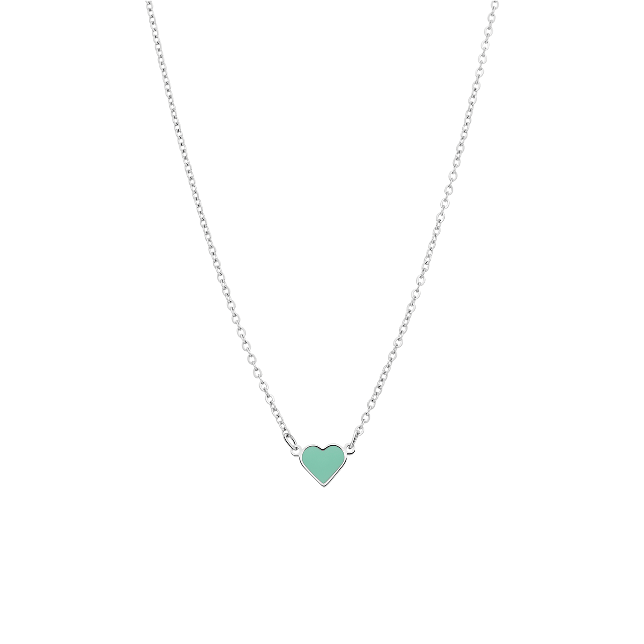 Stalen ketting met hart emaille mint
