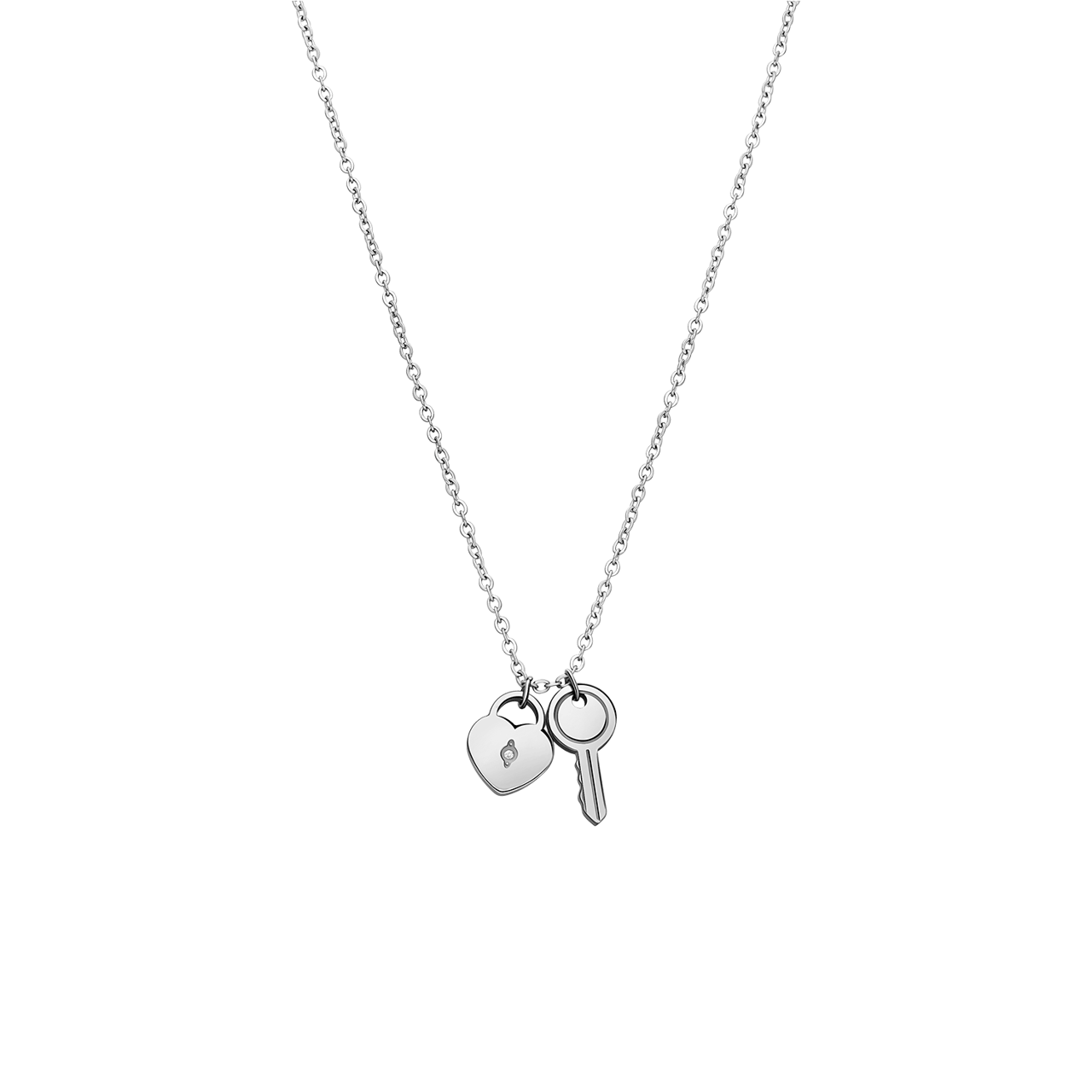 Stainless steel ketting met hanger sleutel en hart