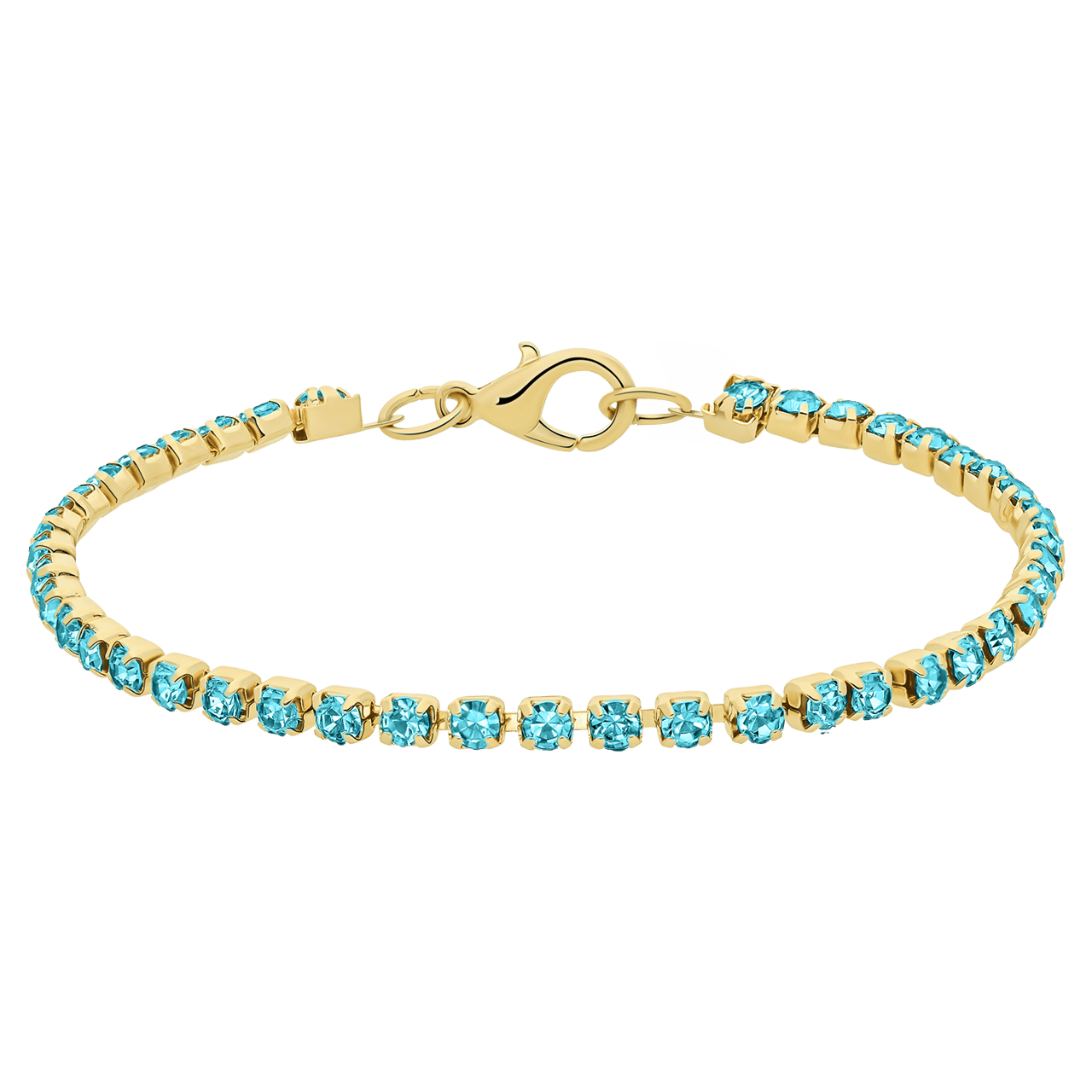 Goldfarbenes Bijoux-Armband mit Aqua Strasssteinen