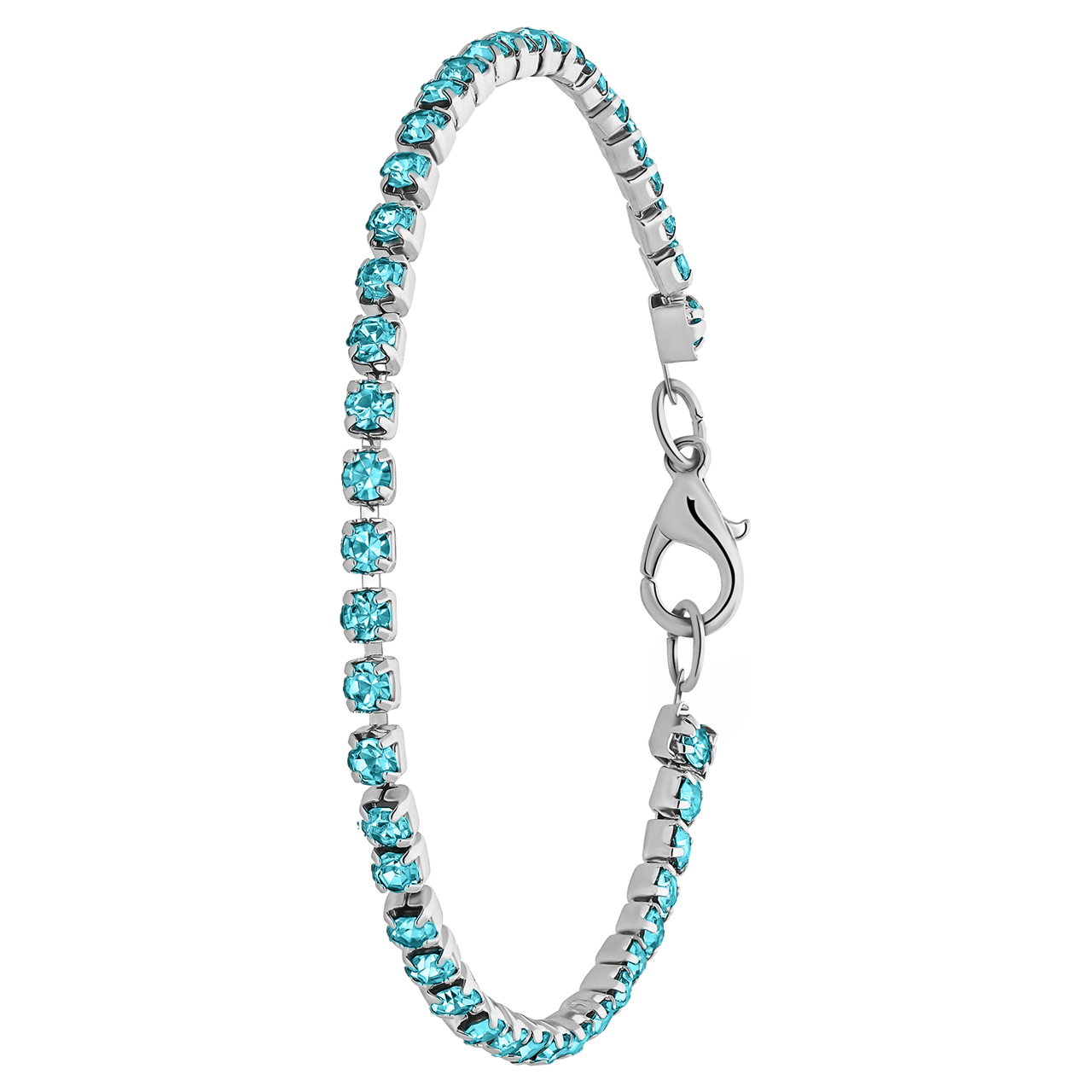 Bijoux zilverkleurige tennisarmband aqua voor dames