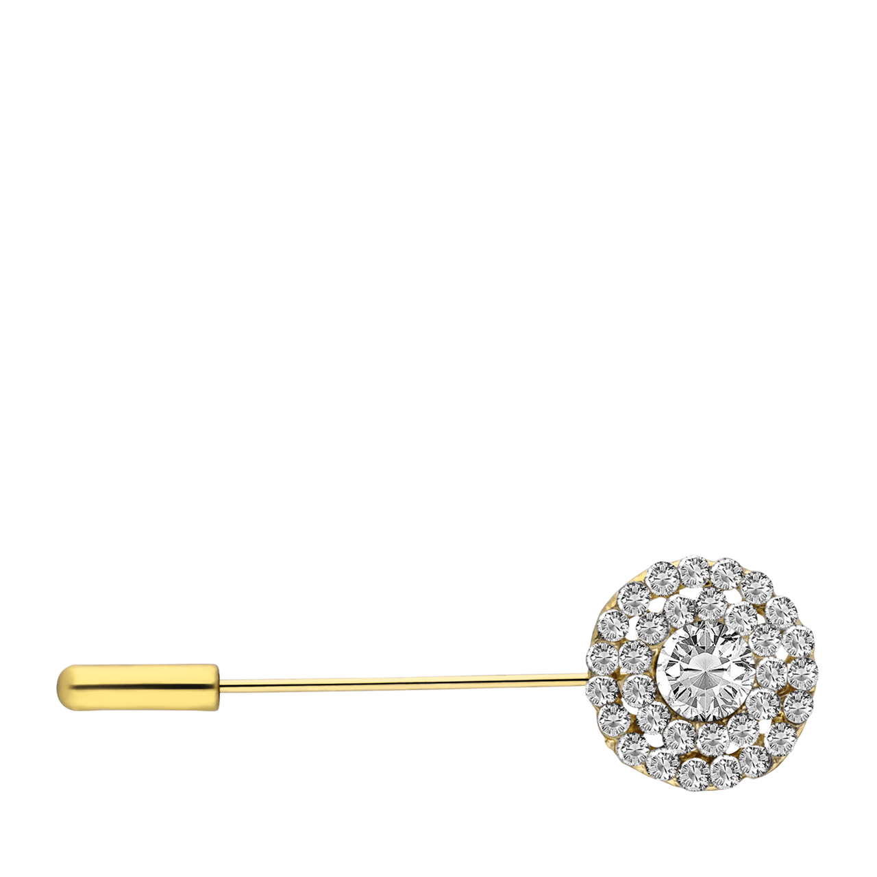 Goudkleurig bijoux broche rond met steen