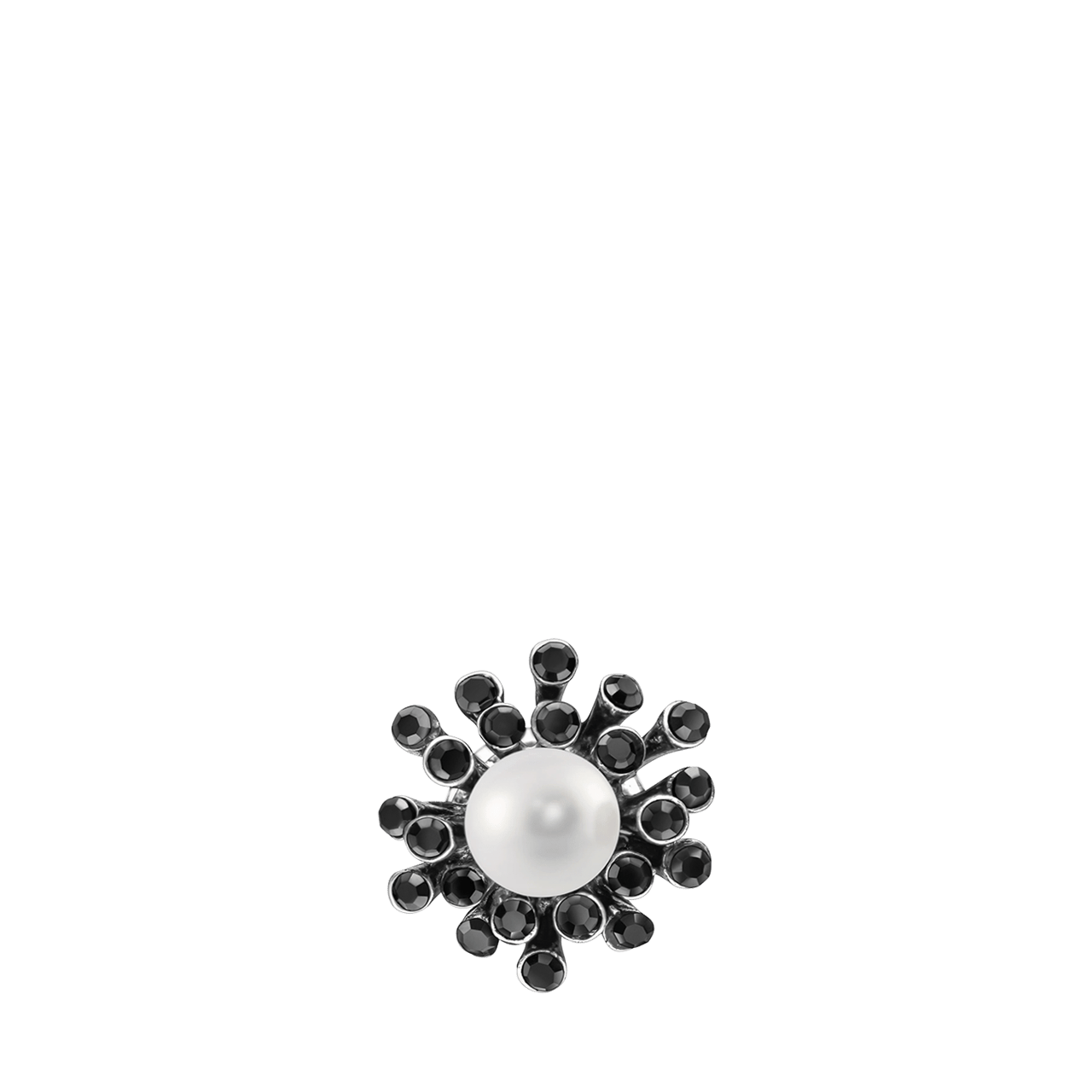 Zilverkleurige bijoux broche met parel