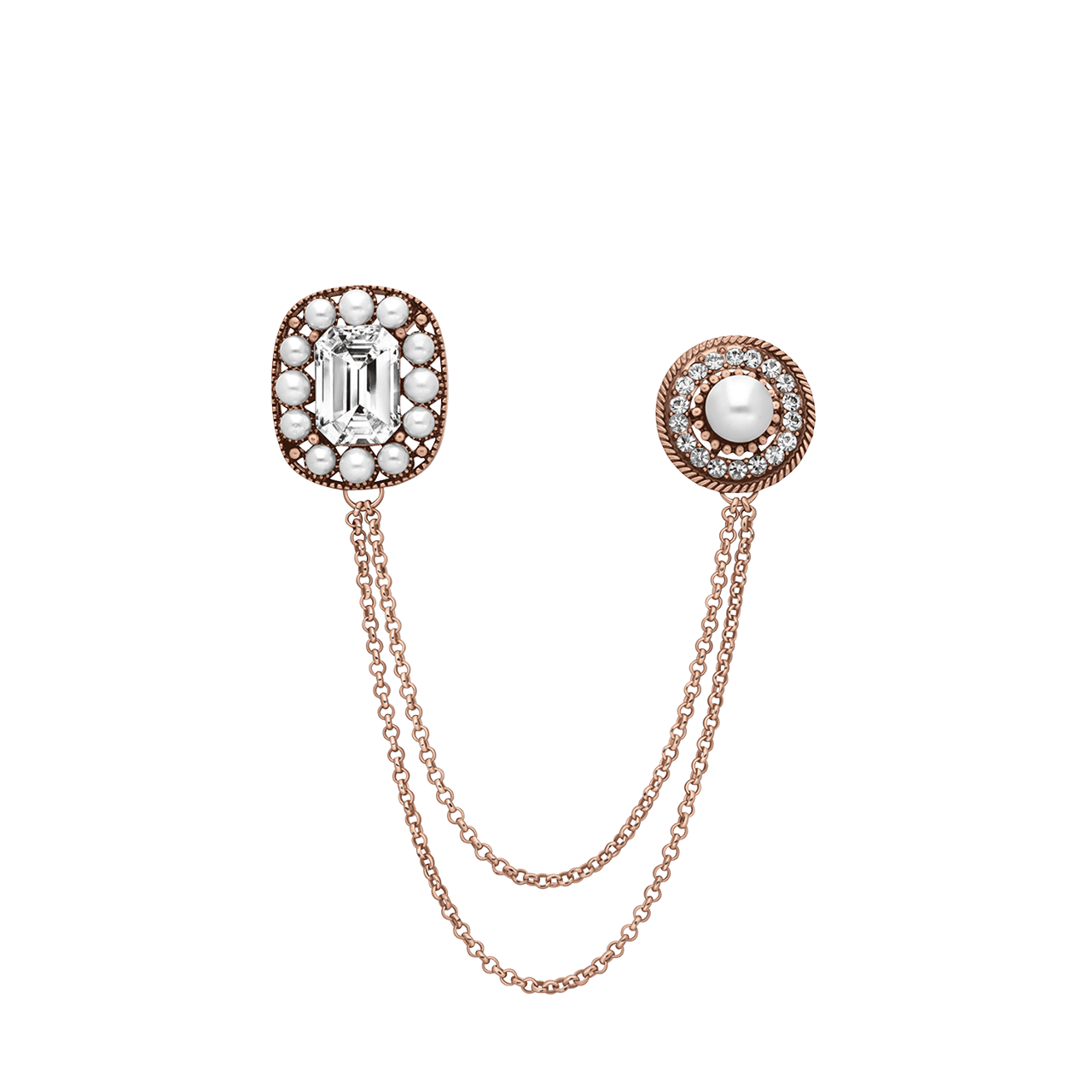 Silberfarbene Bijoux-Brosche mit kleiner Kette
