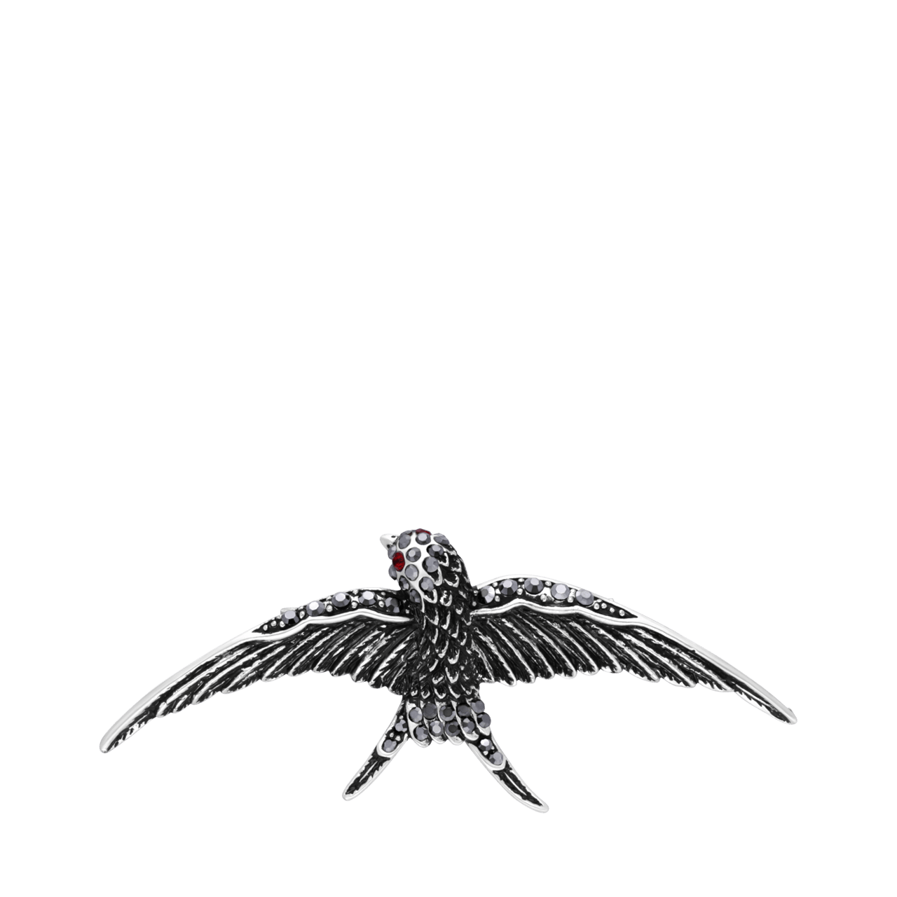 Zilverkleurige bijoux broche vogel