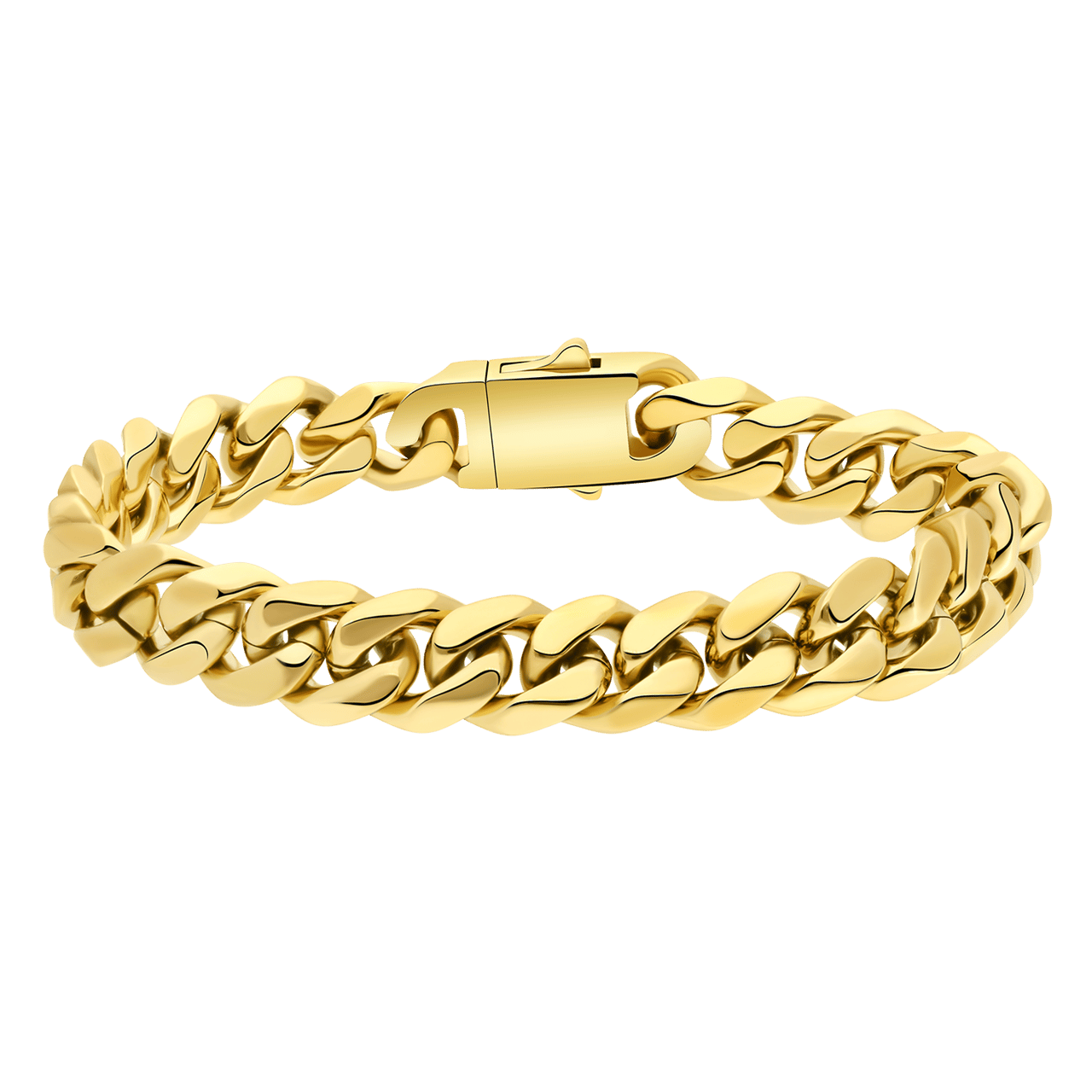 Stainless steel goldplated herenschakelarmband met zirkonia