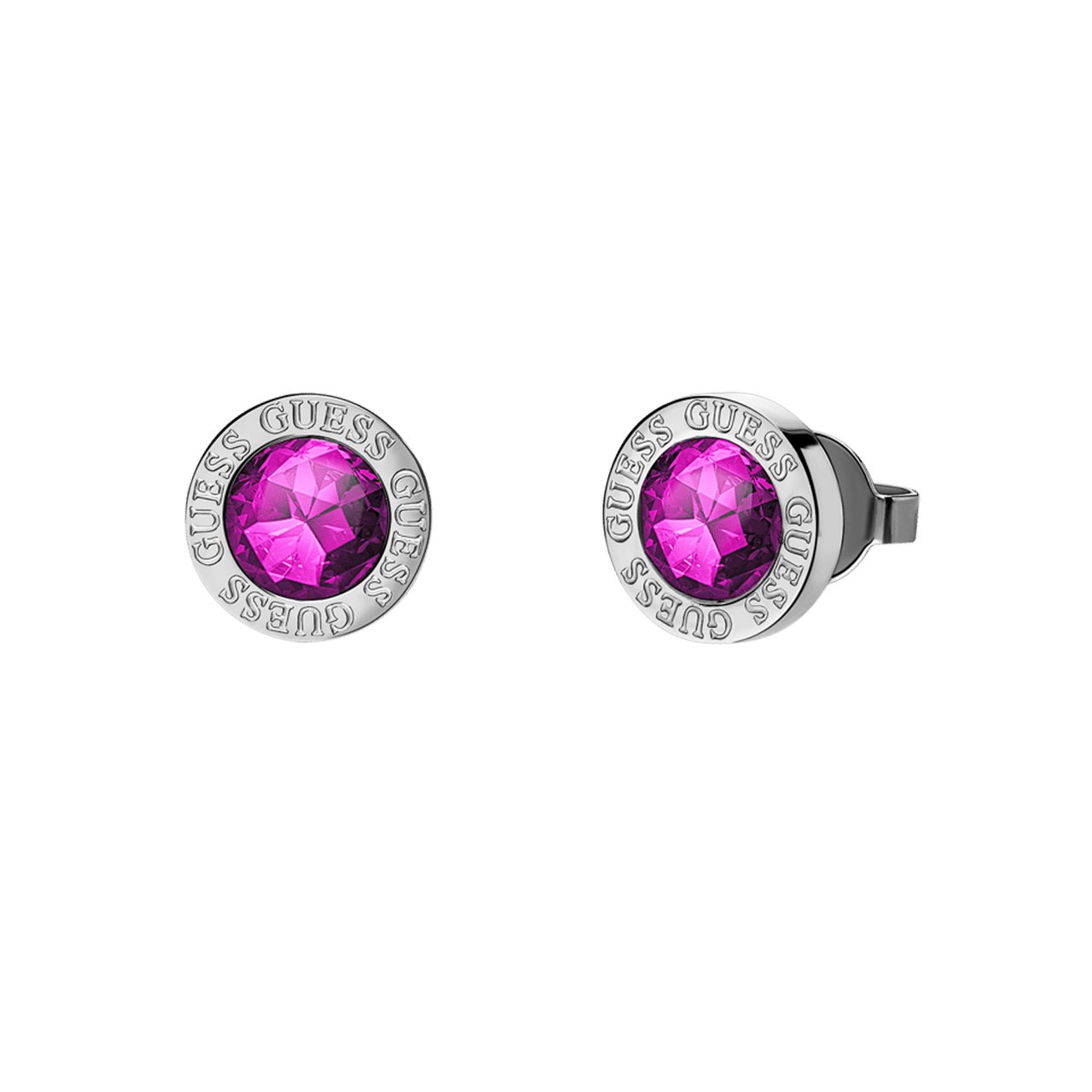 Guess stalen oorknoppen COLOR MY DAY fuchsia