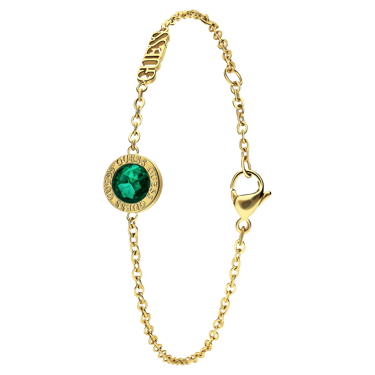 Guess stainless steel goldplated armband met hanger met kristal voor dames