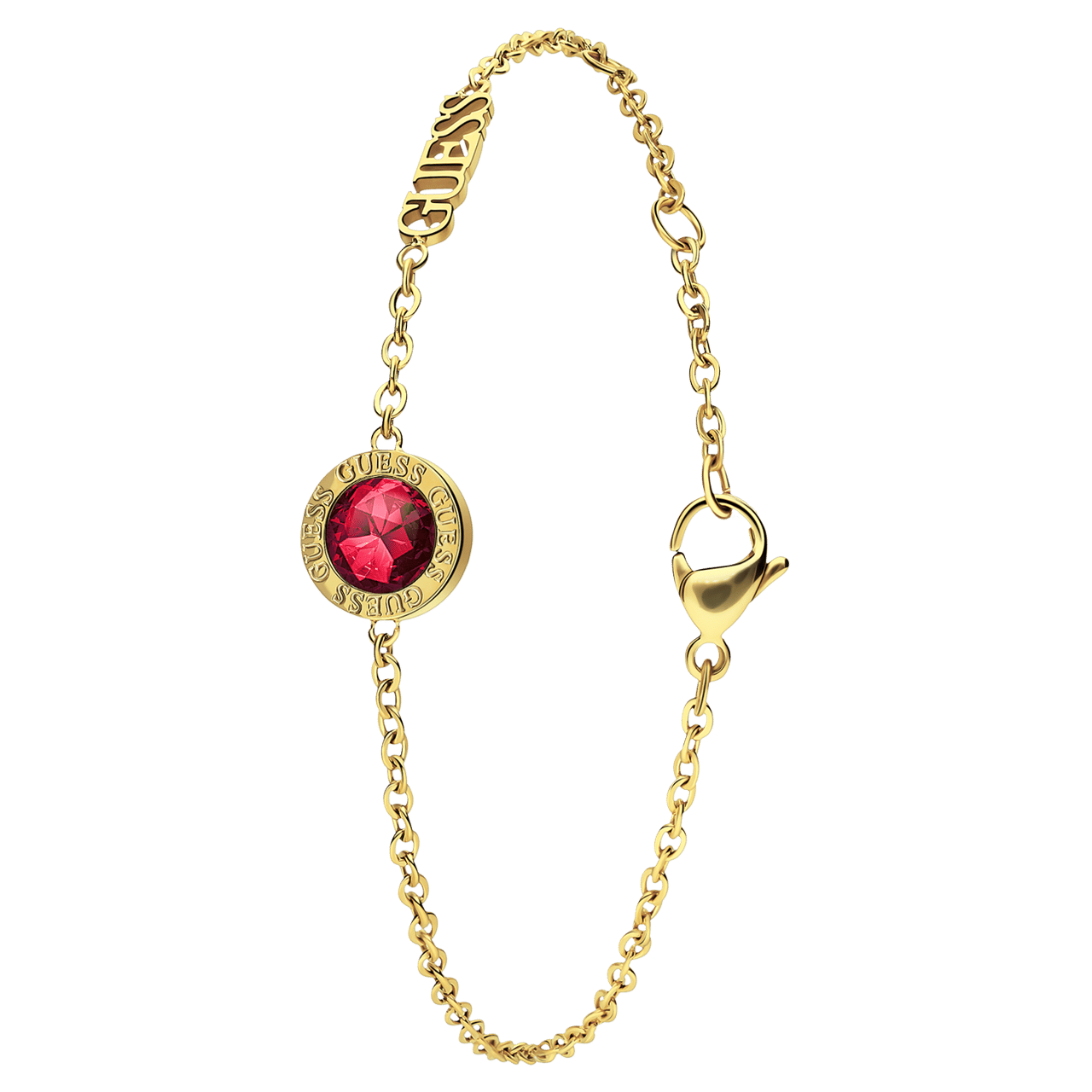 Guess stainless steel goldplated armband met hanger met kristal voor dames