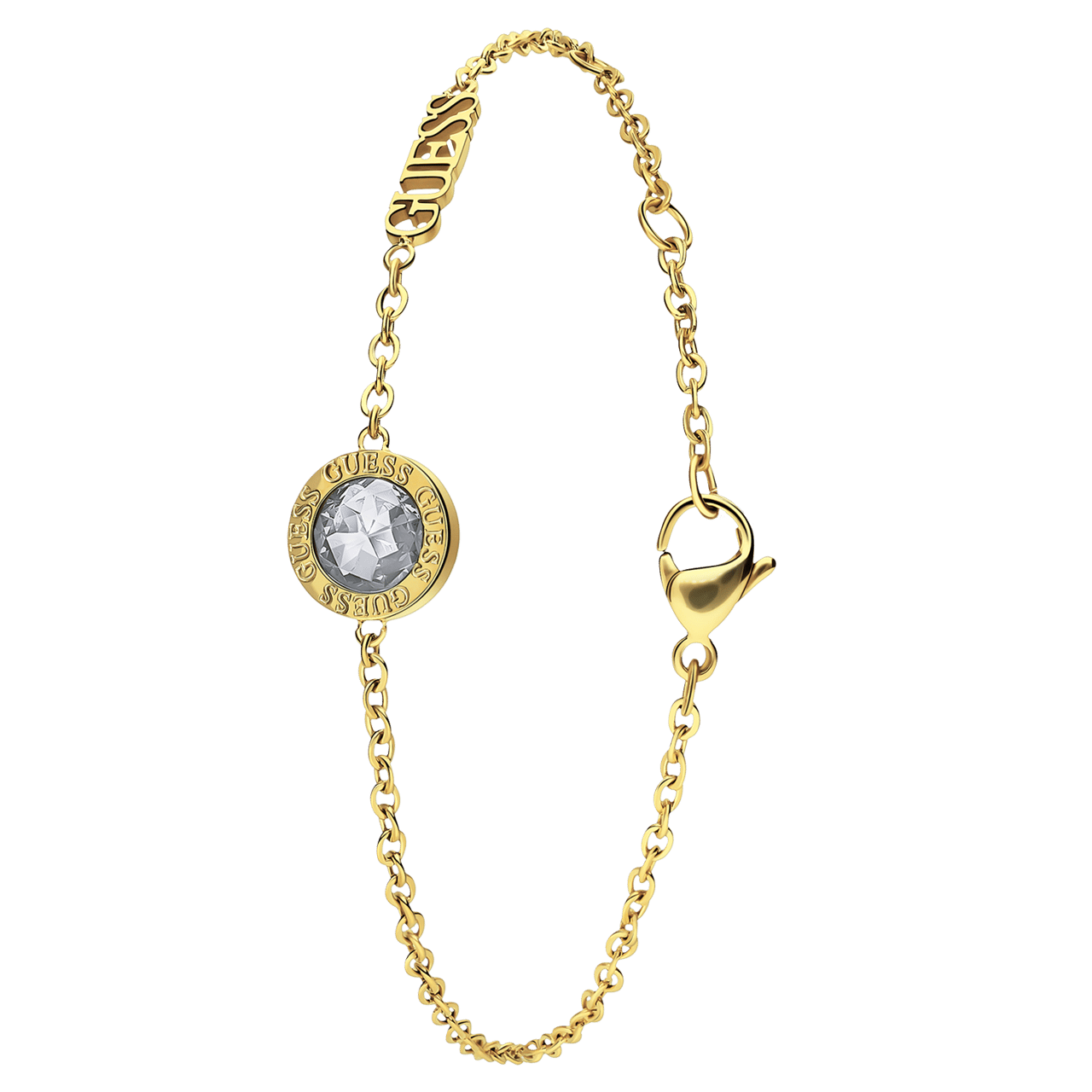 Guess stainless steel goldplated armband met hanger met kristal voor dames