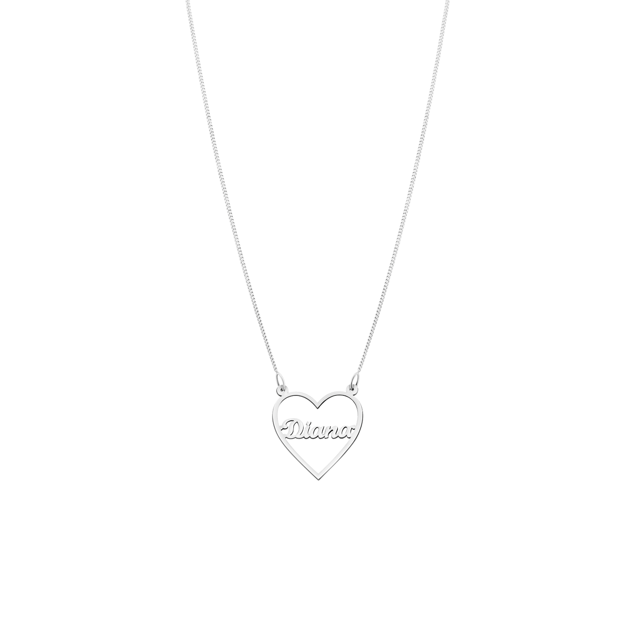 Elora gerecycled zilver naamketting in hart voor dames