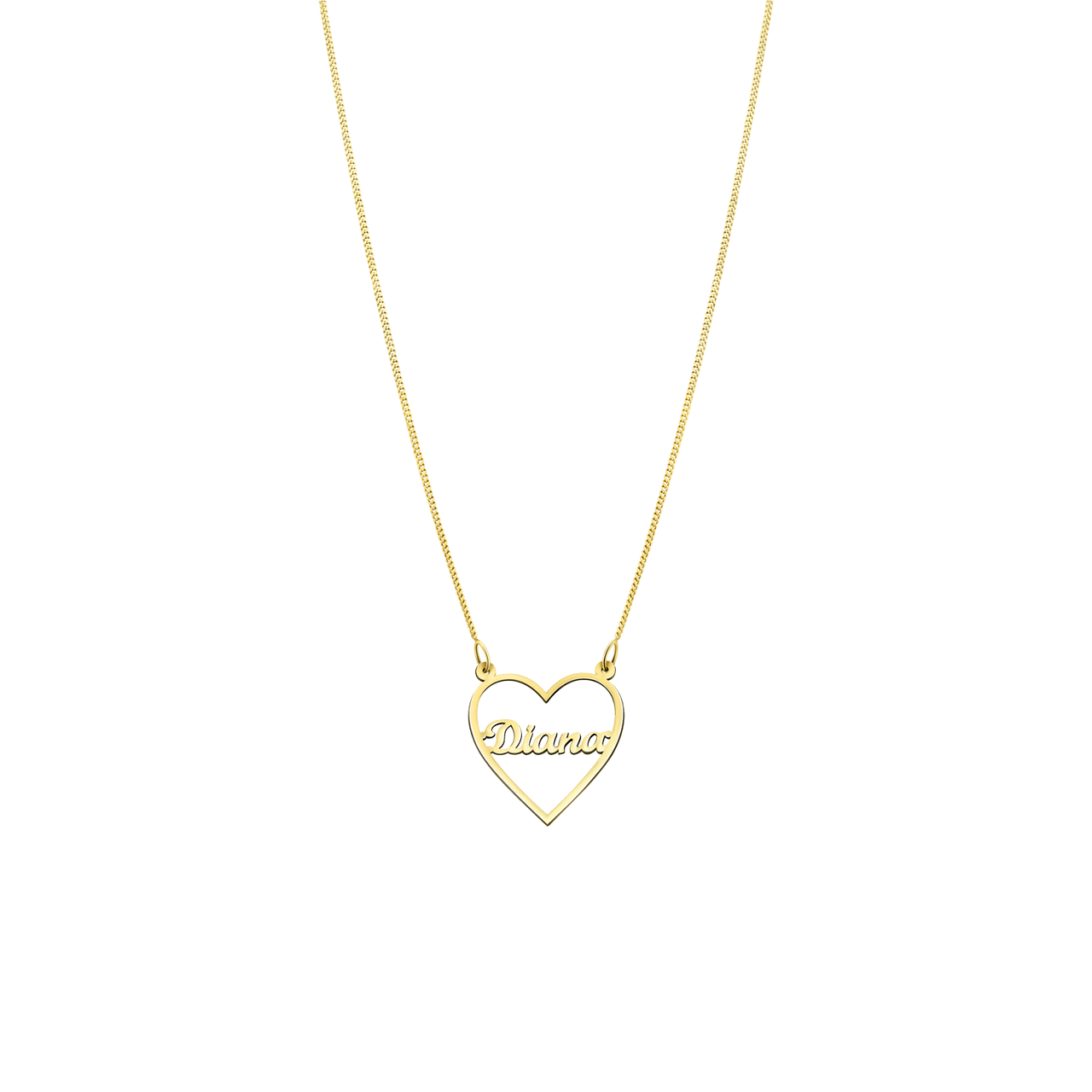 Zilveren goldplated naamketting hart voor dames