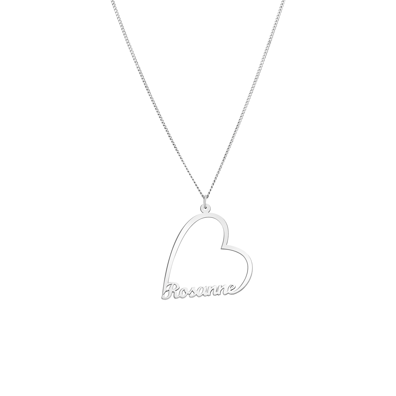 Elora gerecycled zilver zilveren naamketting hart voor dames