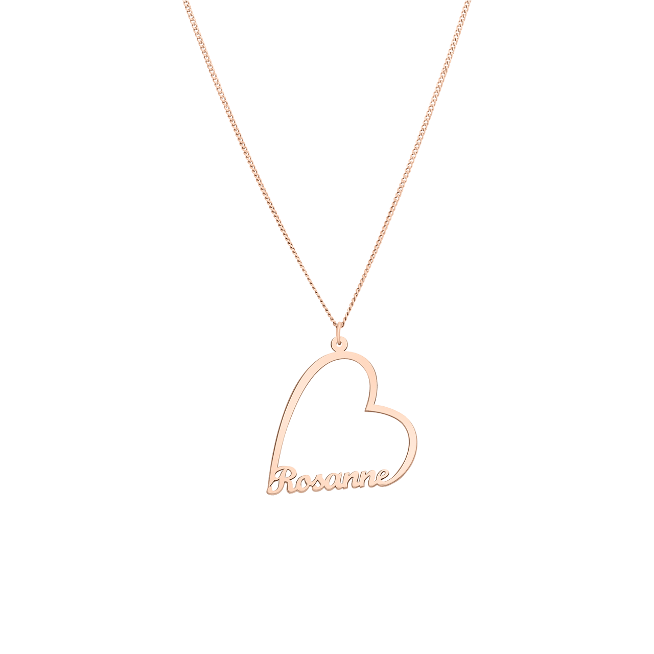 Elora gerecycled zilver zilveren rose plated naamketting hart voor dames