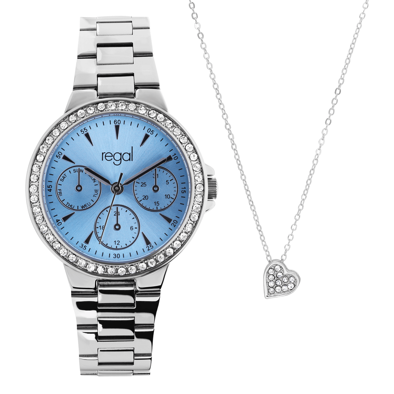 Regal Dames Horloge Zilverkleurig adeauset met Gratis Ketting
