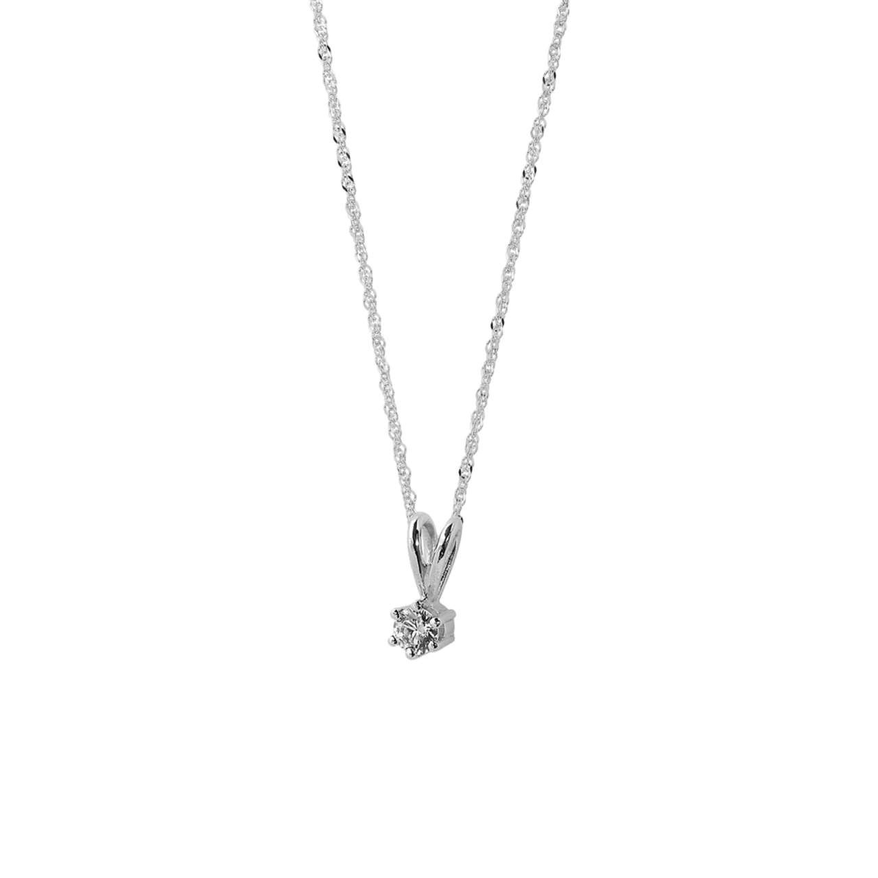 14 karaat witgoud ketting diamant solitair hanger(0,08ct)