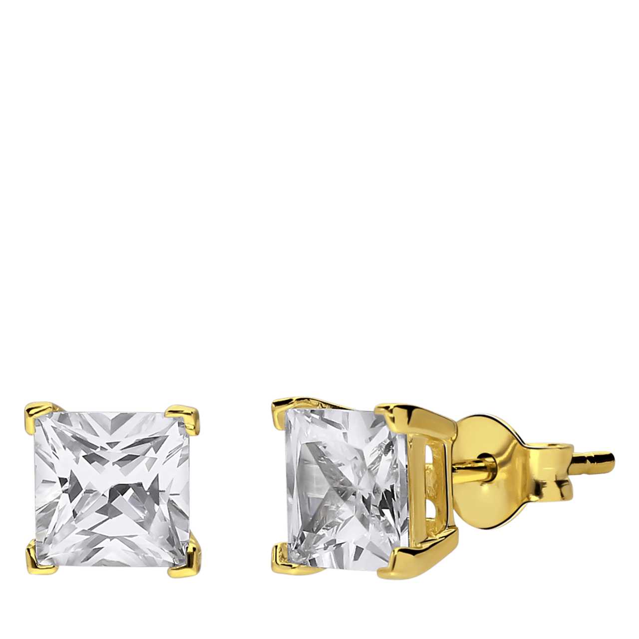 Zilveren goldplated oorknoppen met zirkonia voor dames