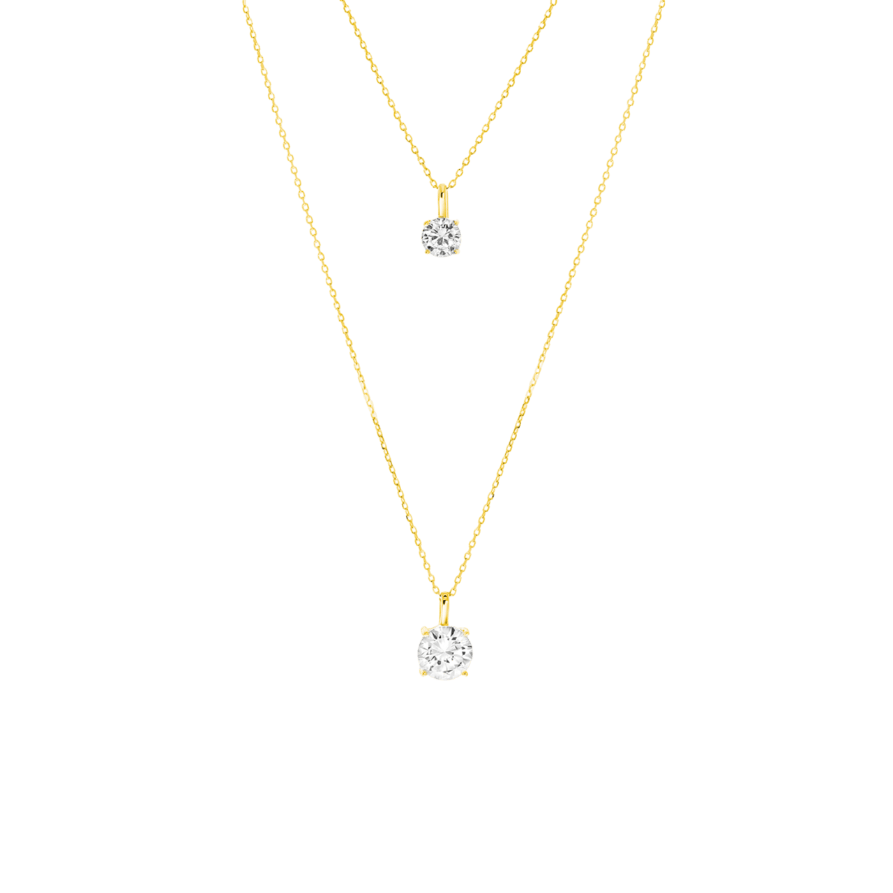 Zilveren goldplated ketting layering met zirkonia