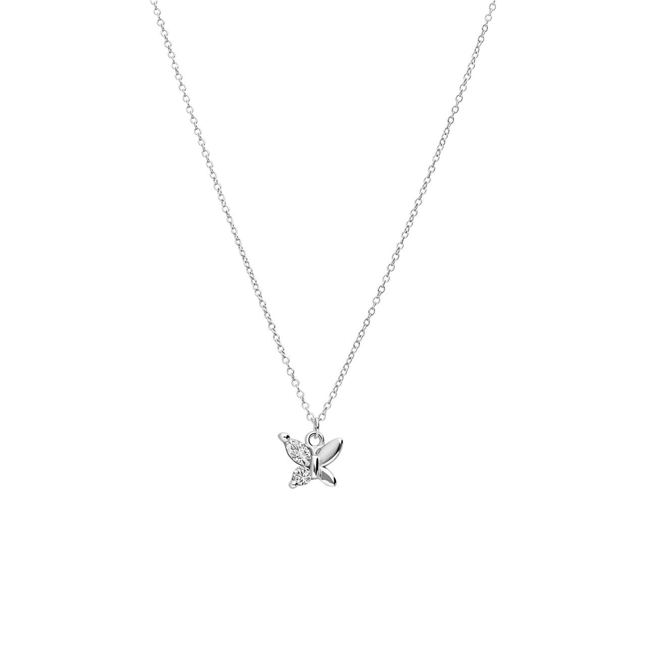 Zilveren ketting met hanger vlinder zirkonia