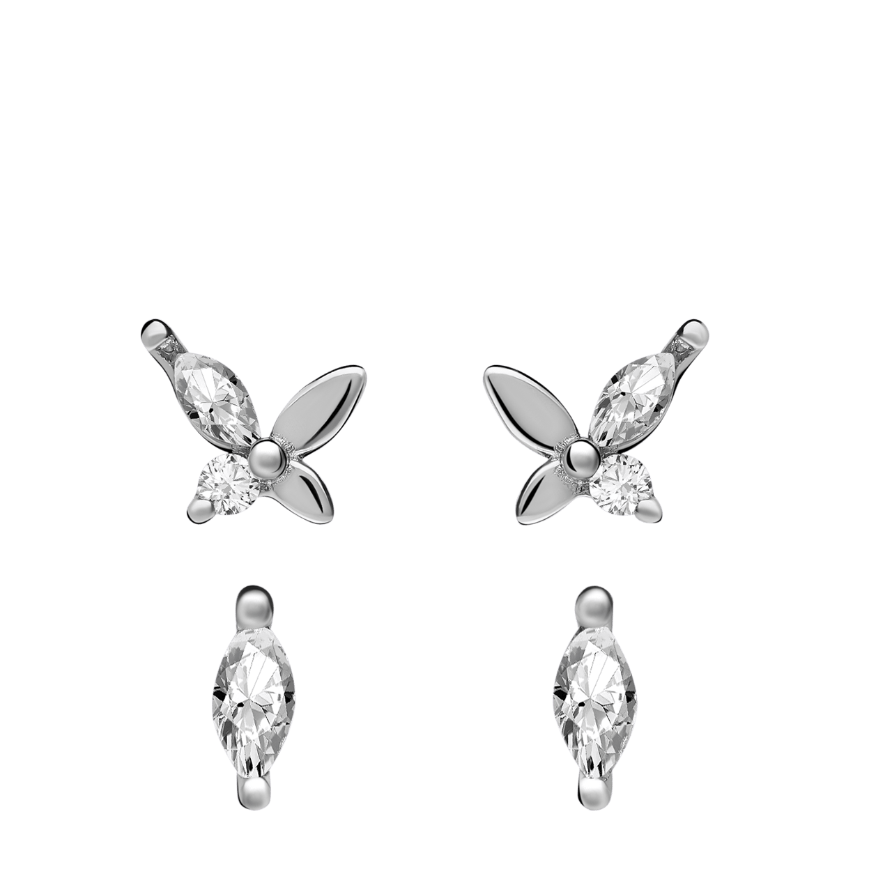 Ohrstecker-Set, 925 Silber, Schmetterling und oval